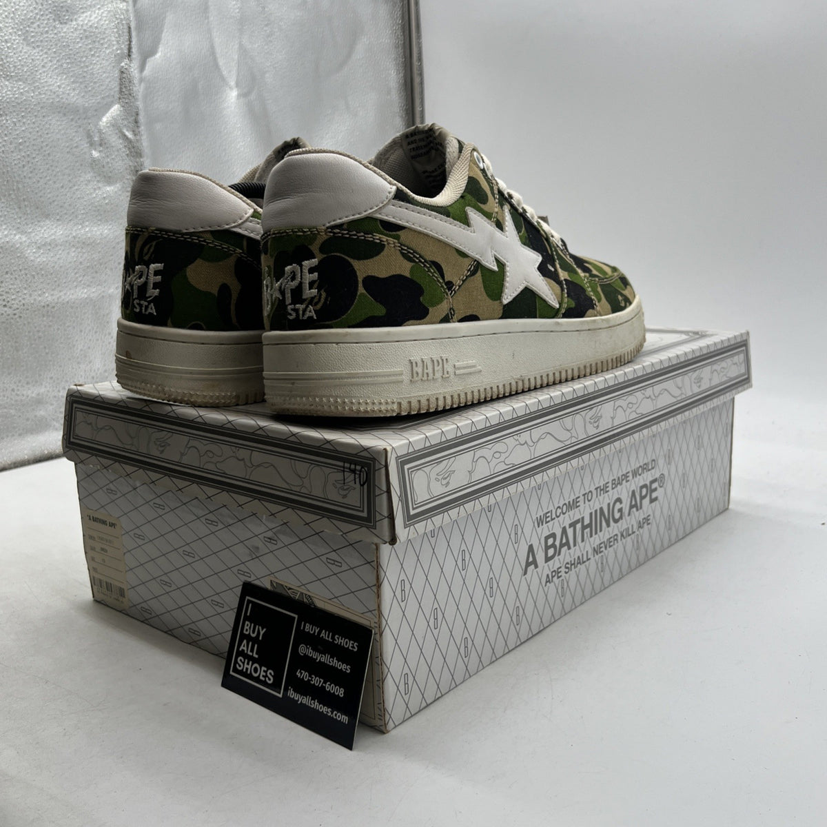 Size 10 - A Bathing Ape Bapesta Low ABC Camo - Green (1H30191011)