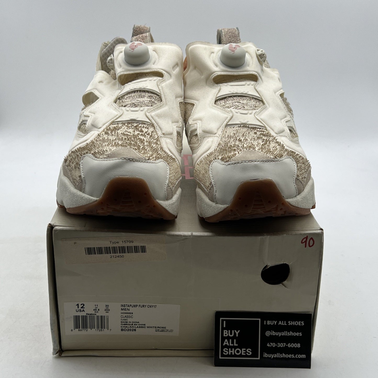 Size 12 - Reebok InstaPump Fury CNY17- Classic White/Rose- (BD2026)