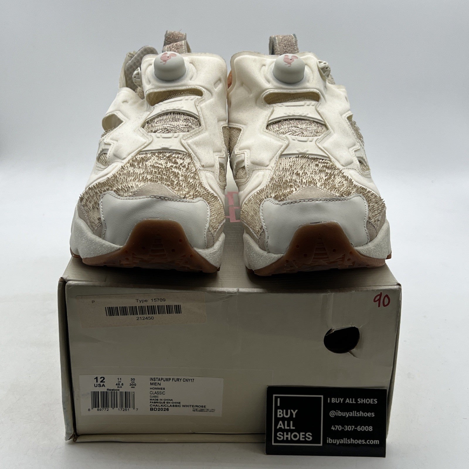 Size 12 - Reebok InstaPump Fury CNY17- Classic White/Rose- (BD2026)