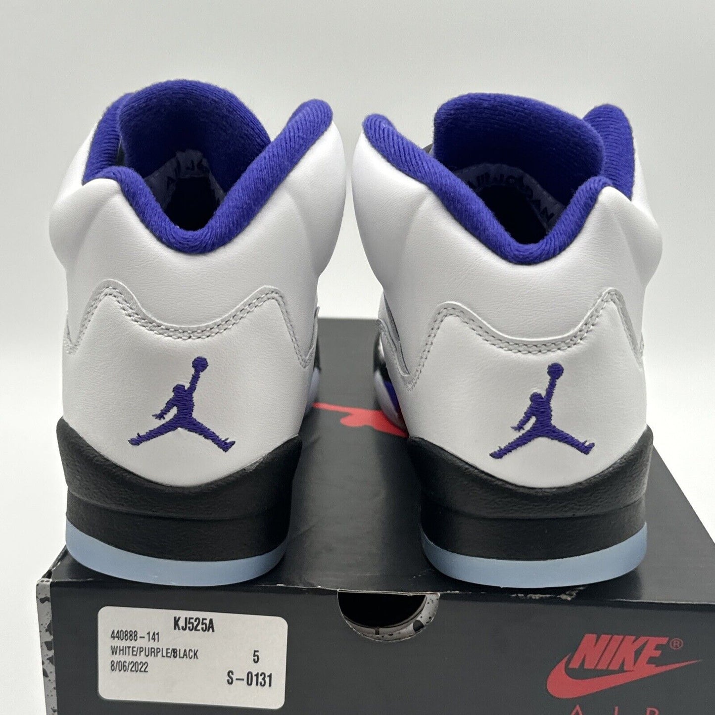 Jordan 5 Retro 'Concord' (GS) White Purple Leather Black Icy Soles Size 5 Y