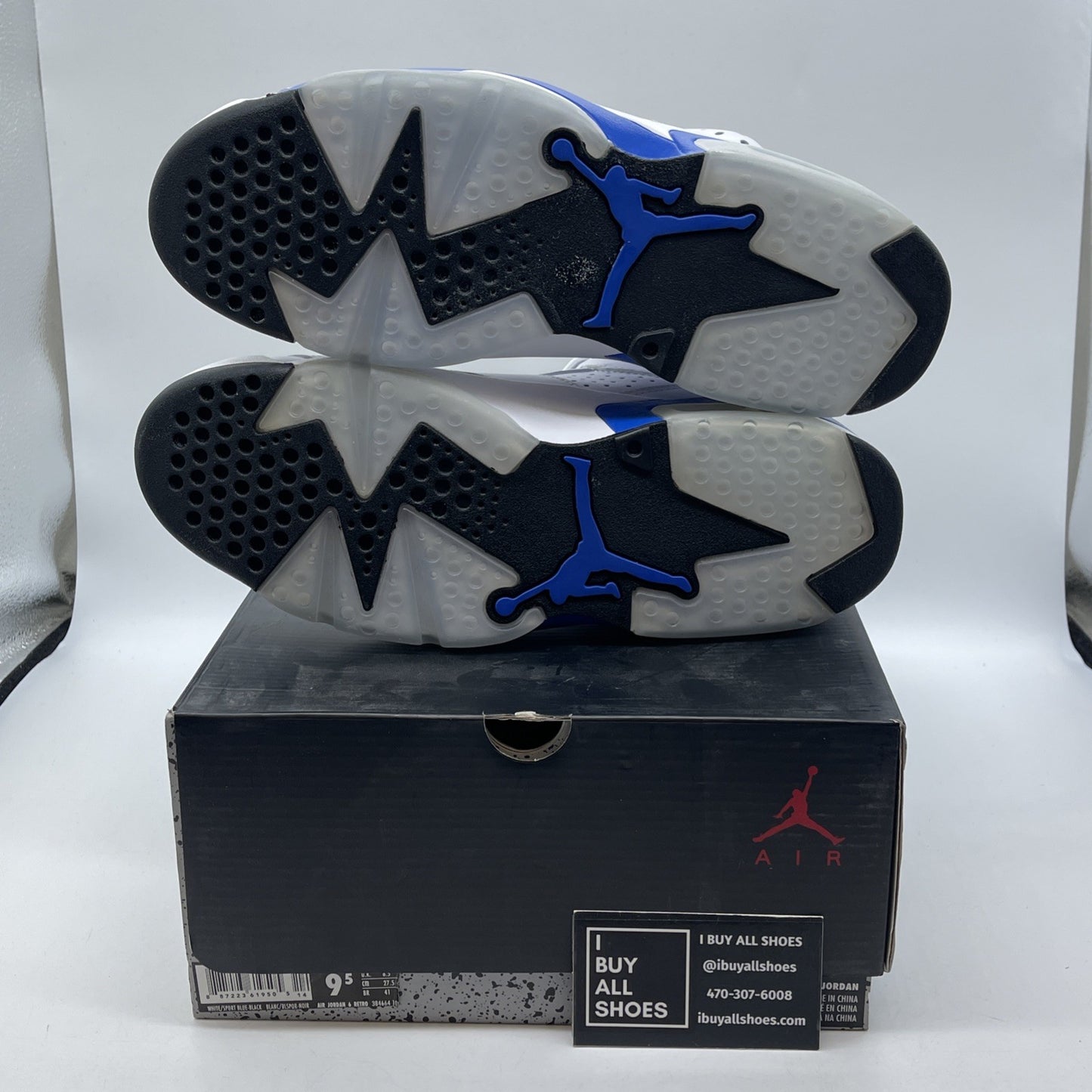 Size 9.5 - Air Jordan 6 Retro 2014 Sport Blue White Leather (384664-107)