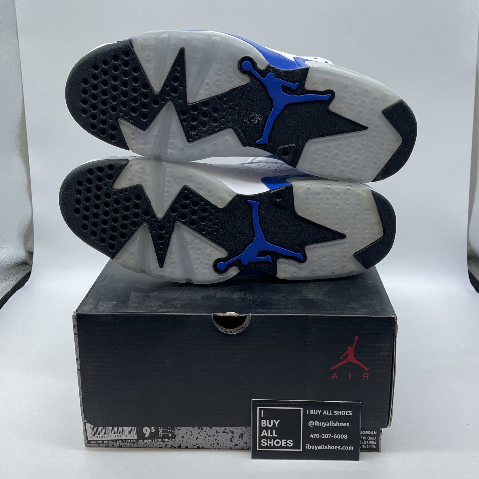 Size 9.5 - Air Jordan 6 Retro 2014 Sport Blue White Leather (384664-107)