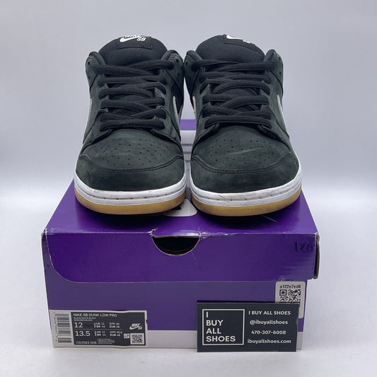 Size 12 - Nike Dunk Low SB Black Gum White Suede Leather (CD2563-006)