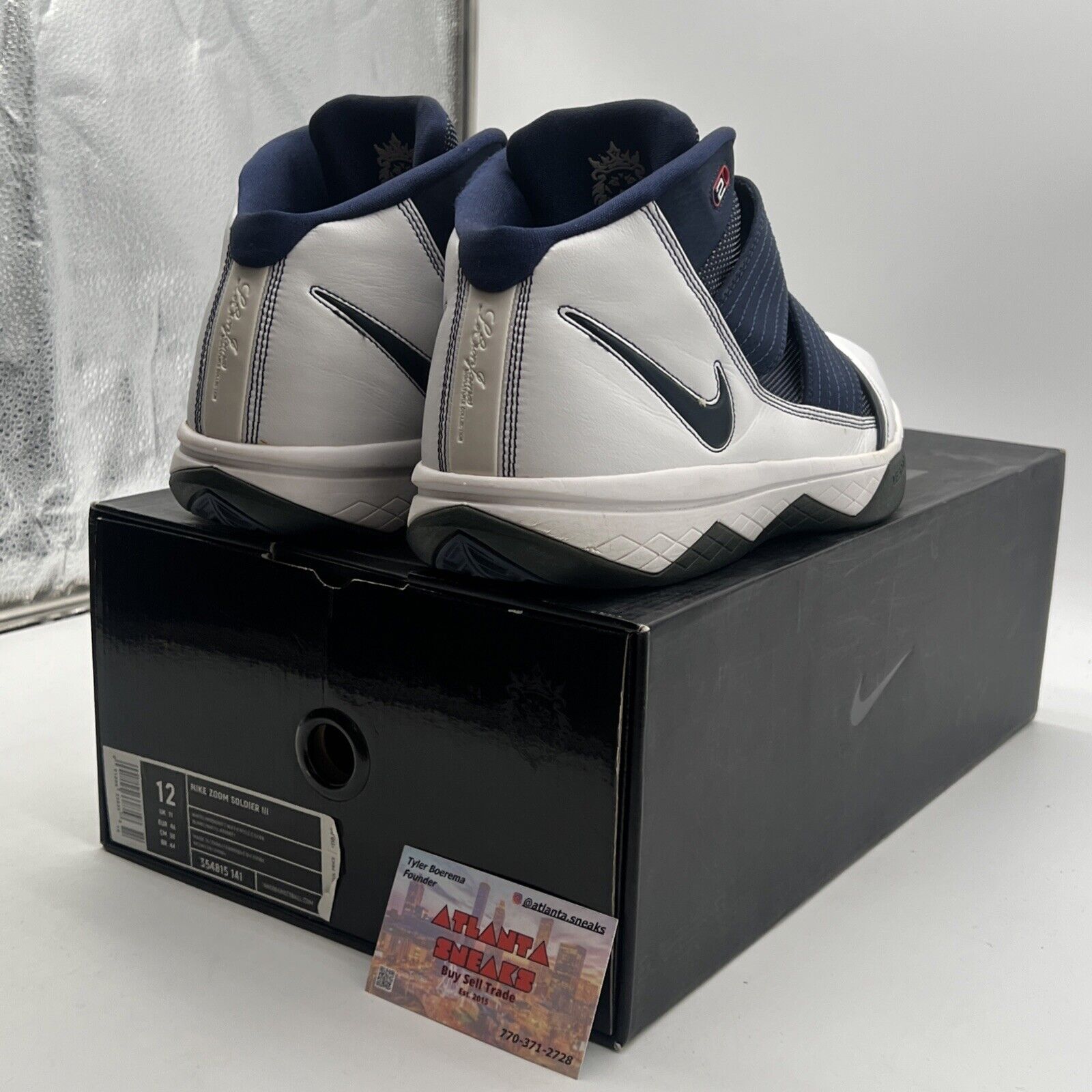 Size 12 - Nike LeBron Zoom Soldier 3 White Midnight Navy (354815-141)