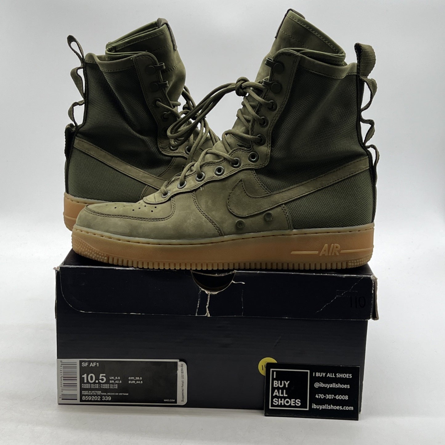 Size 10.5 - Nike SF Air Force 1 Faded Olive (859202-339)