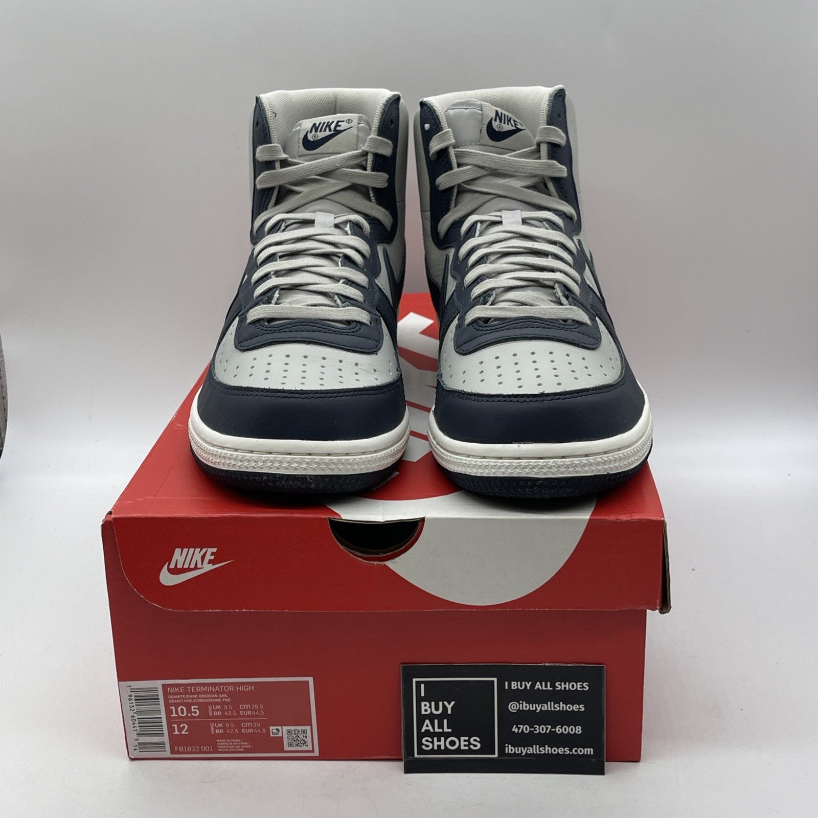 Size 10.5 - Nike Terminator High Georgetown Grey Blue Leather (FB1832-001)