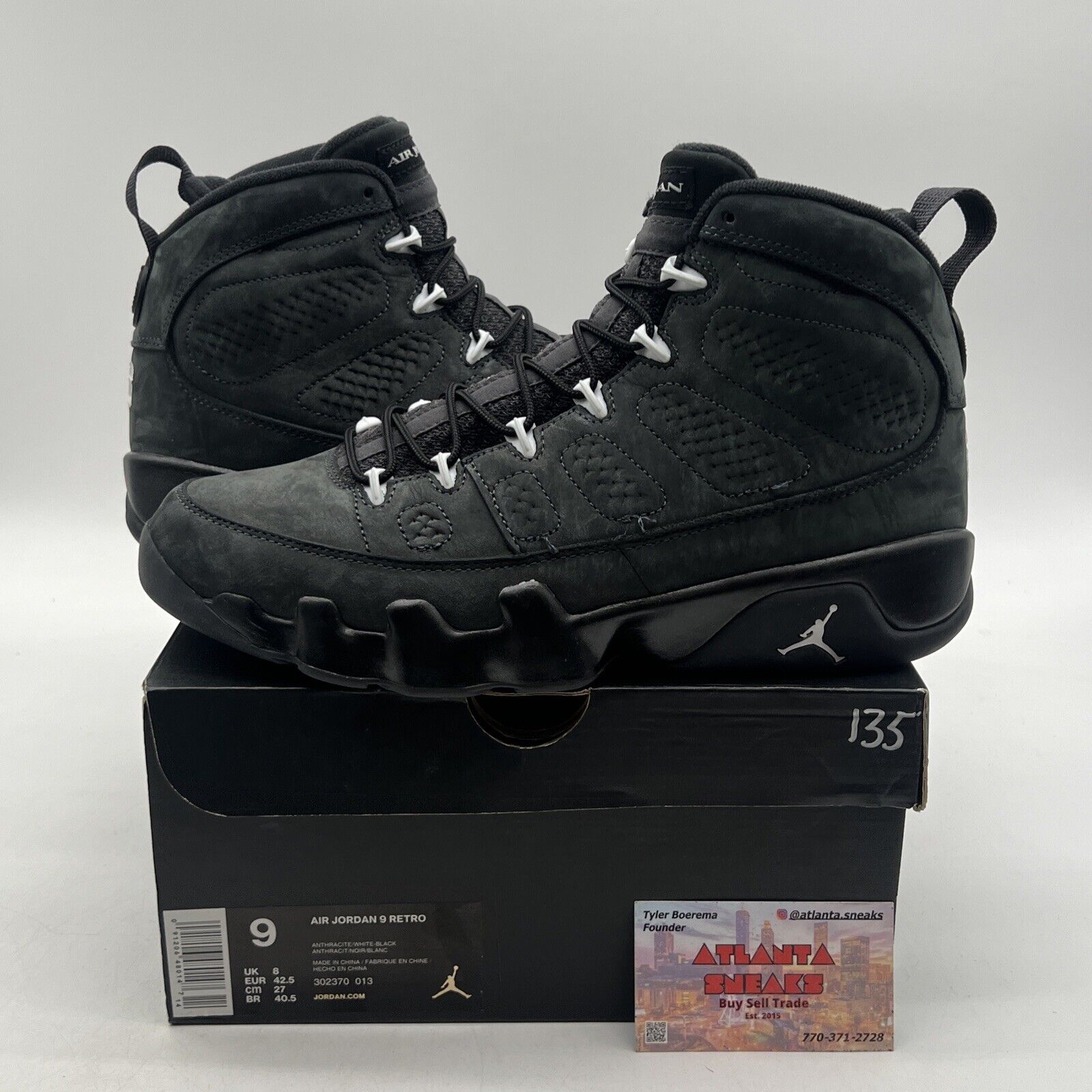 Size 9 - Air Jordan 9 Retro Anthracite Suede Grey (302370-013)