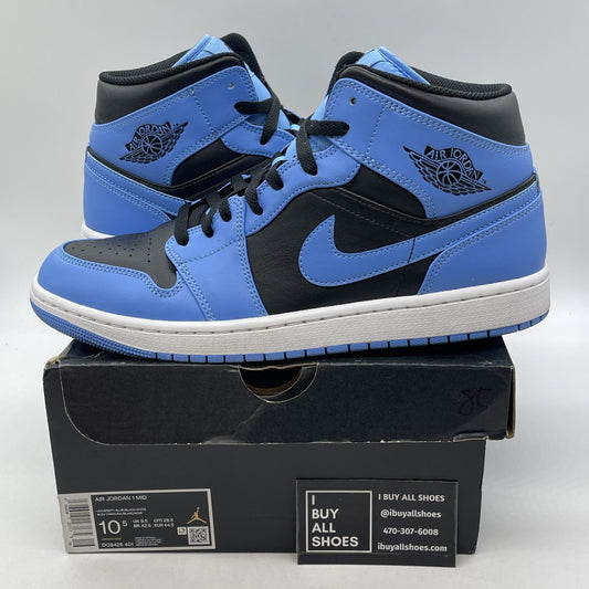 Size 10.5 - Air Jordan 1 Mid University Blue Black Leather (DQ8426-401)