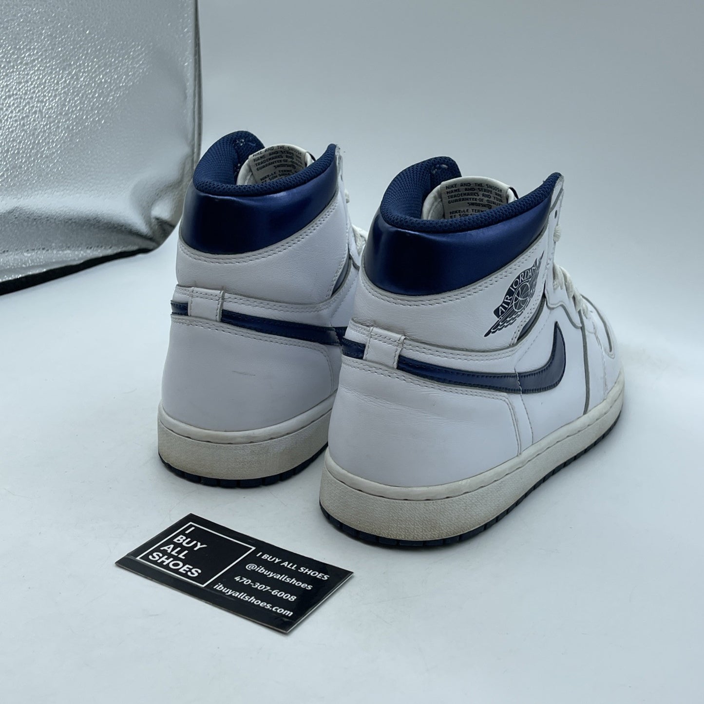 Size 9.5 - Air Jordan 1 Retro OG High Metallic Navy White Leather (555088-106)