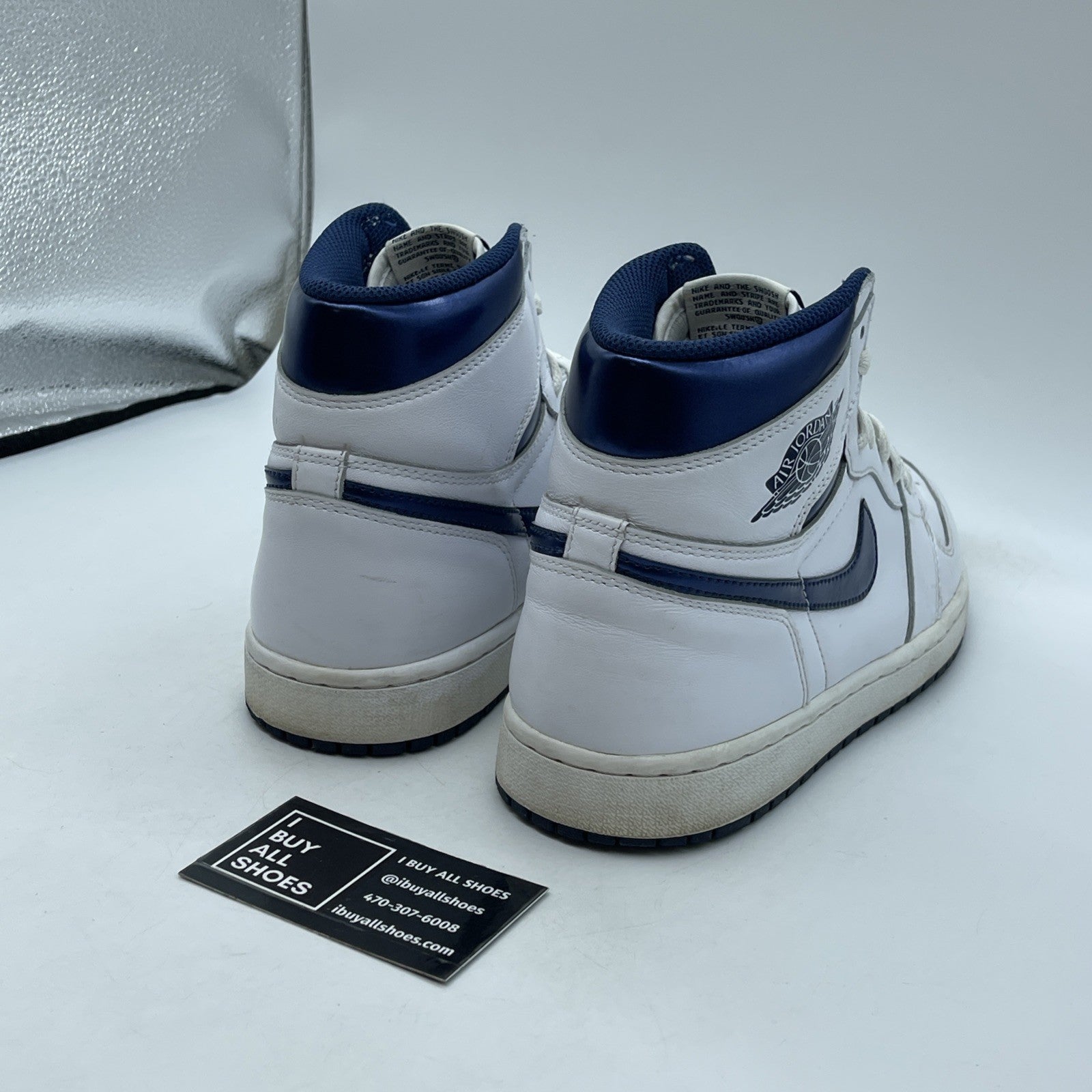 Size 9.5 - Air Jordan 1 Retro OG High Metallic Navy White Leather (555088-106)