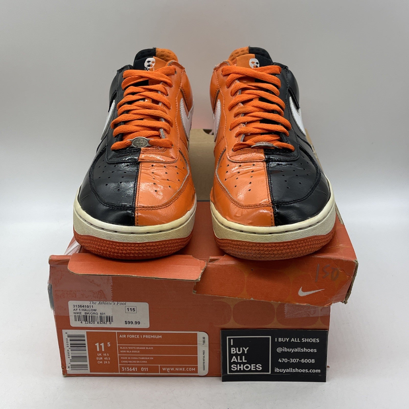 Size 11.5 - Nike Air Force 1 Premium Halloween Orange Black (313641-011)