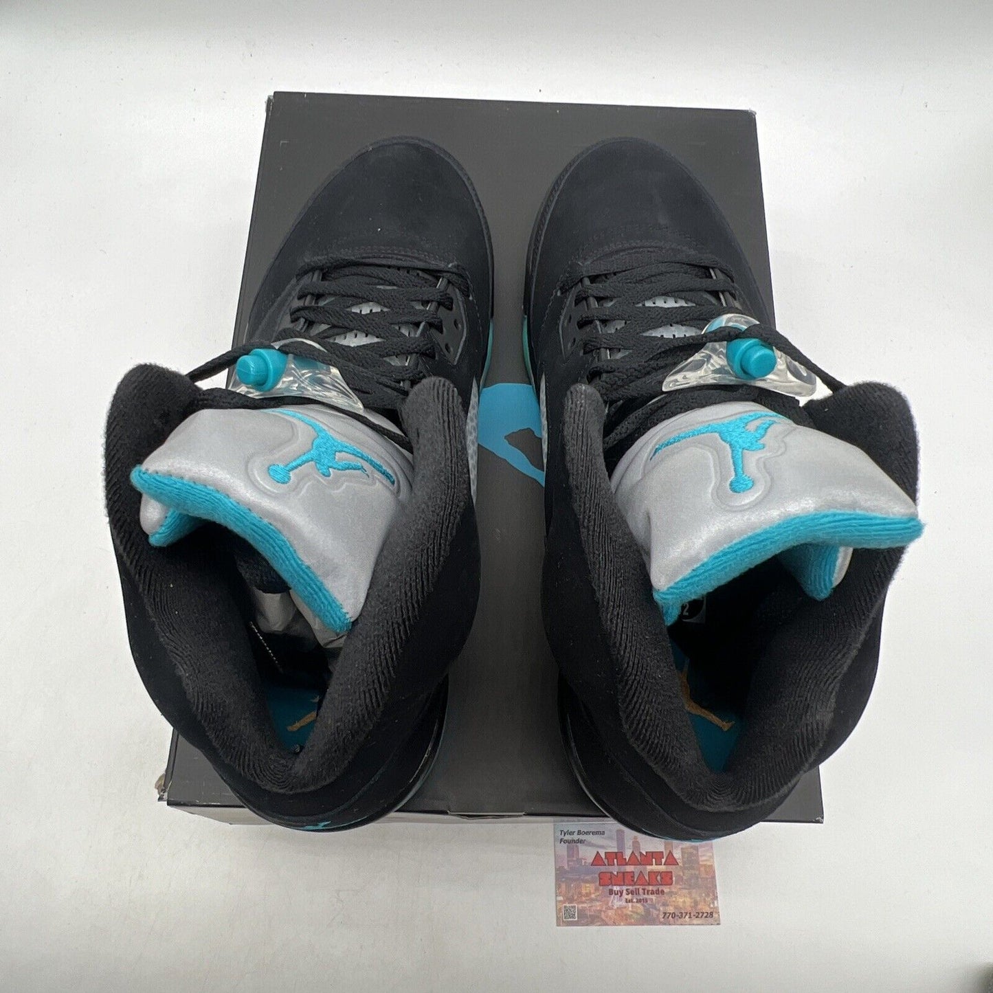 Size 12 - Jordan 5 Retro Mid Aqua Black Yellow Blue Suede (DD0587-047)