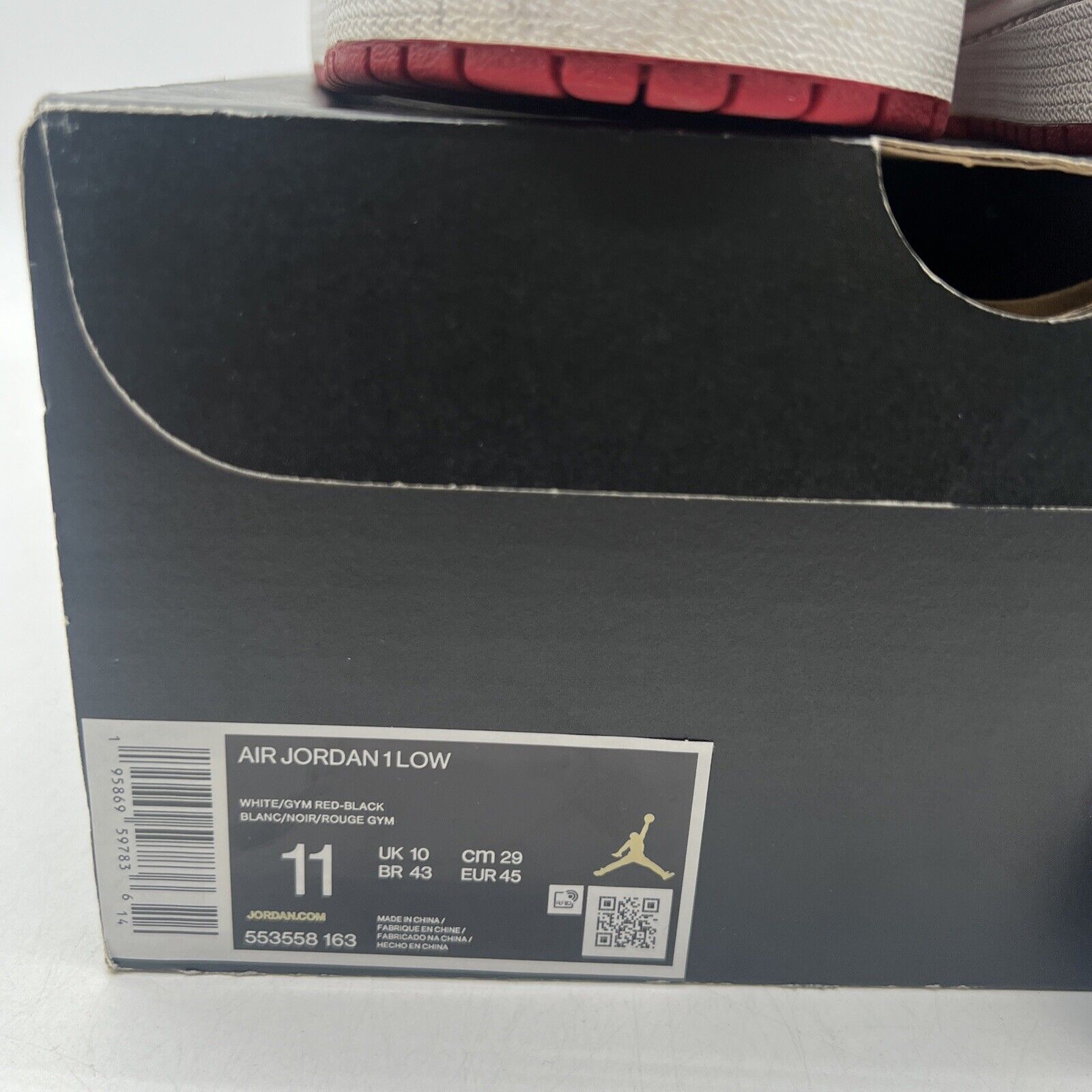 Size 11 - Jordan 1 Low Reverse Black Toe Red White Leather (553558-163)