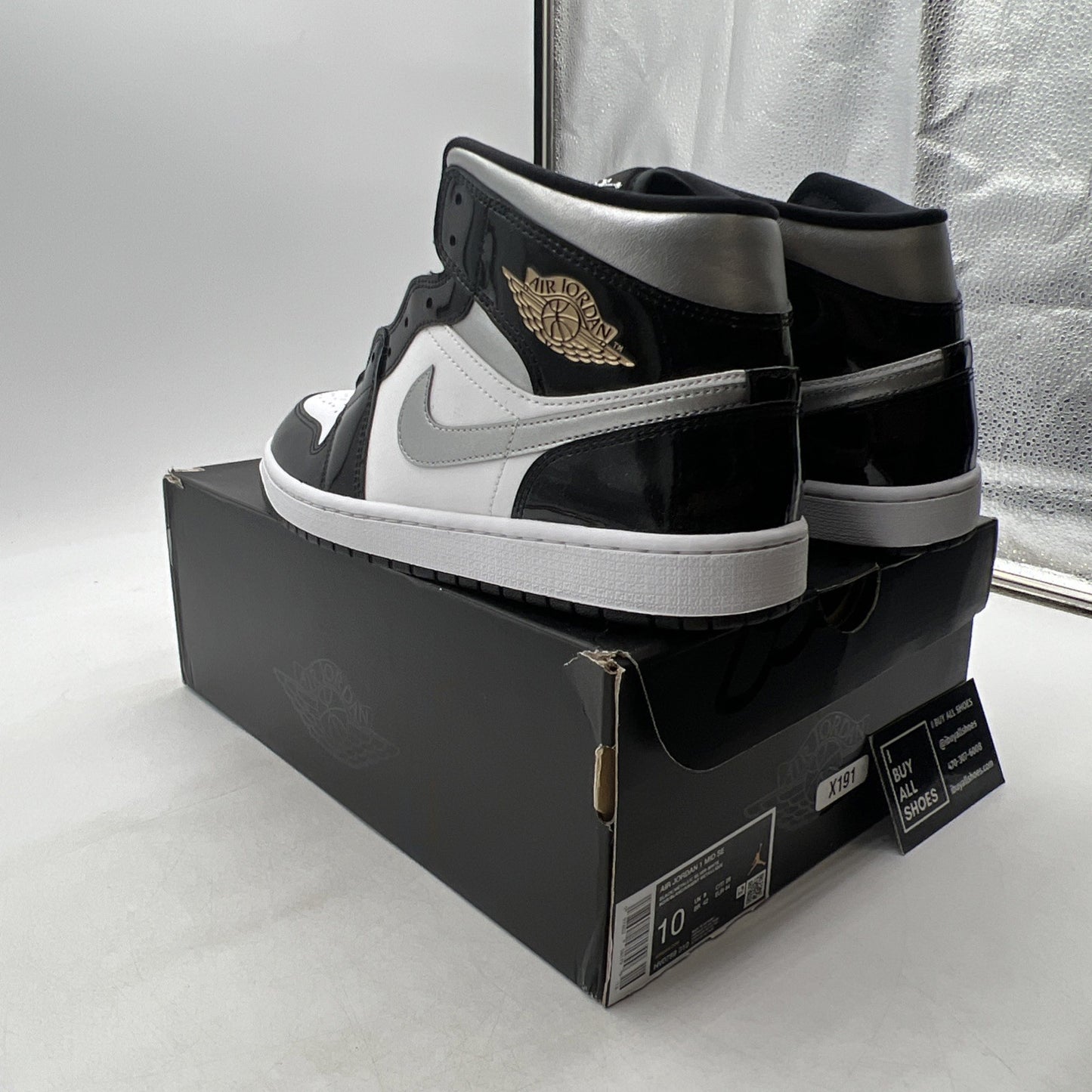 Size 10 - Air Jordan 1 SE Mid Black White Metallic Silver (HV0789-010)