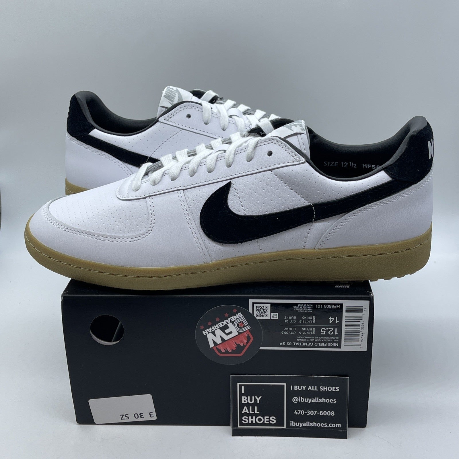Size 12.5 - Nike Field General 82 SP White Black Gum Suede Leather (HF5603-101)