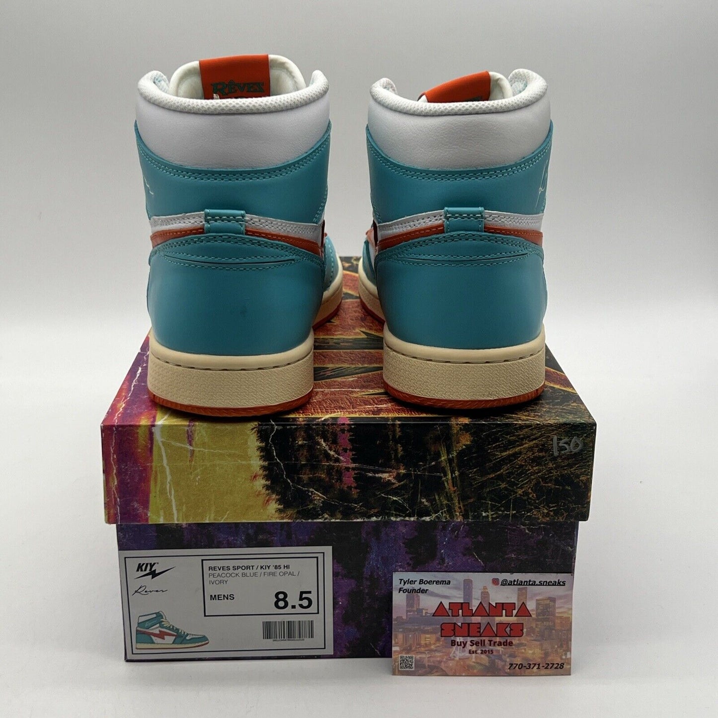 Size 8.5 - Reves Paris Kiy ‘85 hi Miami White Orange Teal Leather