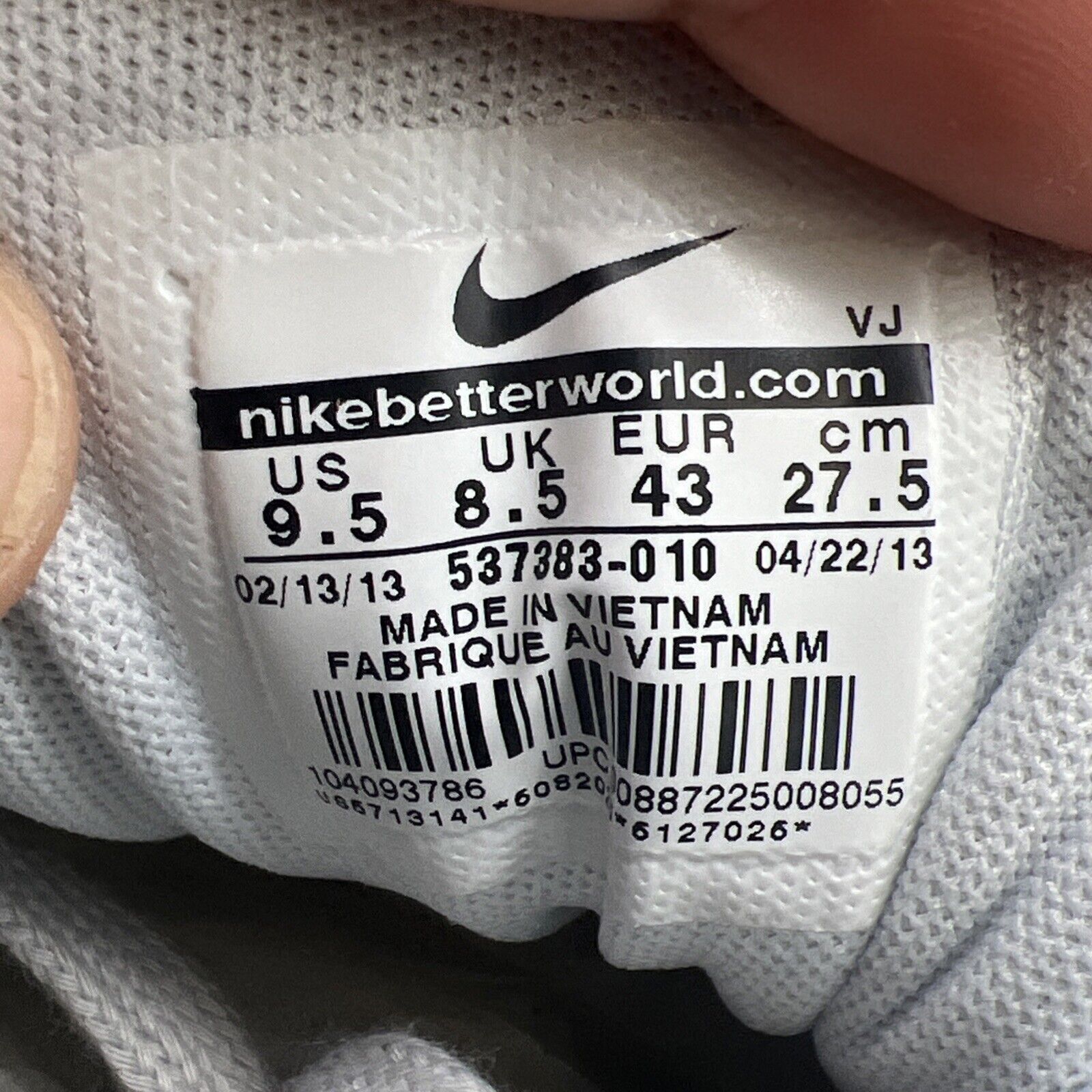 Size 9.5 - Nike Air Max 1 Essential Silver Dark Grey (537383-010)