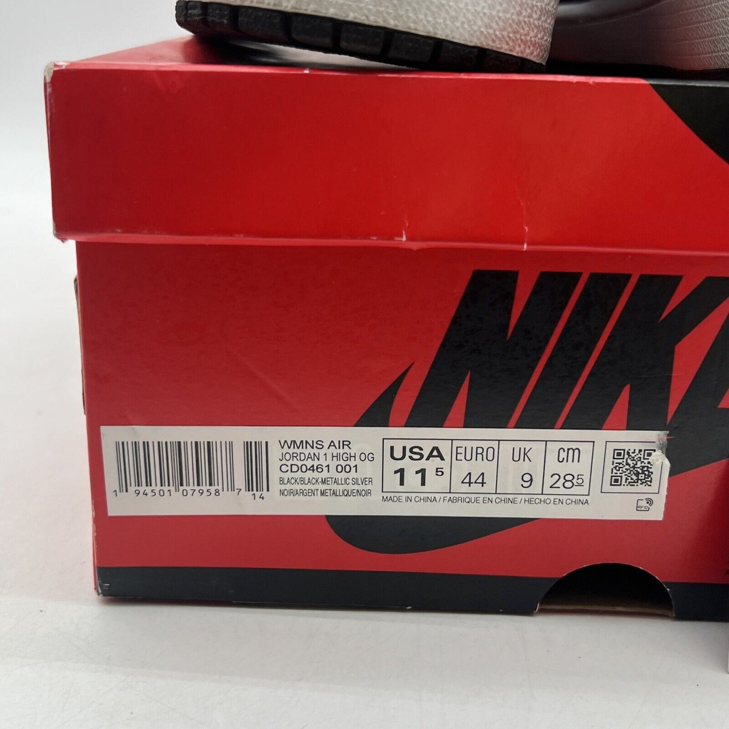 Size 11.5 - Jordan 1 High OG Metallic Silver Black White Leather (CD0461-001)