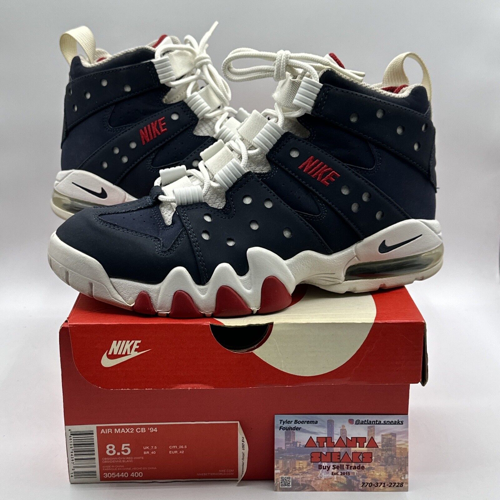 Size 8.5 - Nike Air Max2 CB 94 Obsidian Red White 2015 OG All Rare Air Barkley