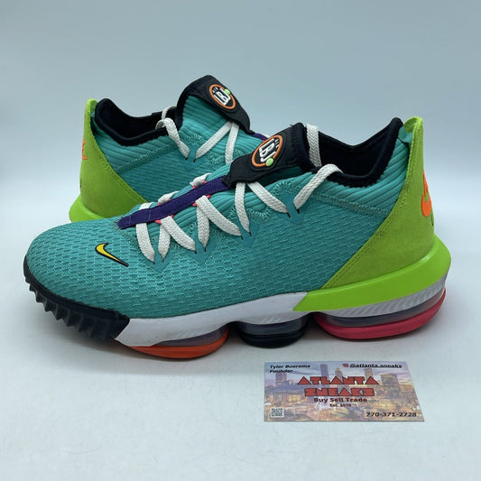 Size 9 - Nike LeBron 16 Low Air Max Trainer 2 Blue Green Suede (CI2668-301)