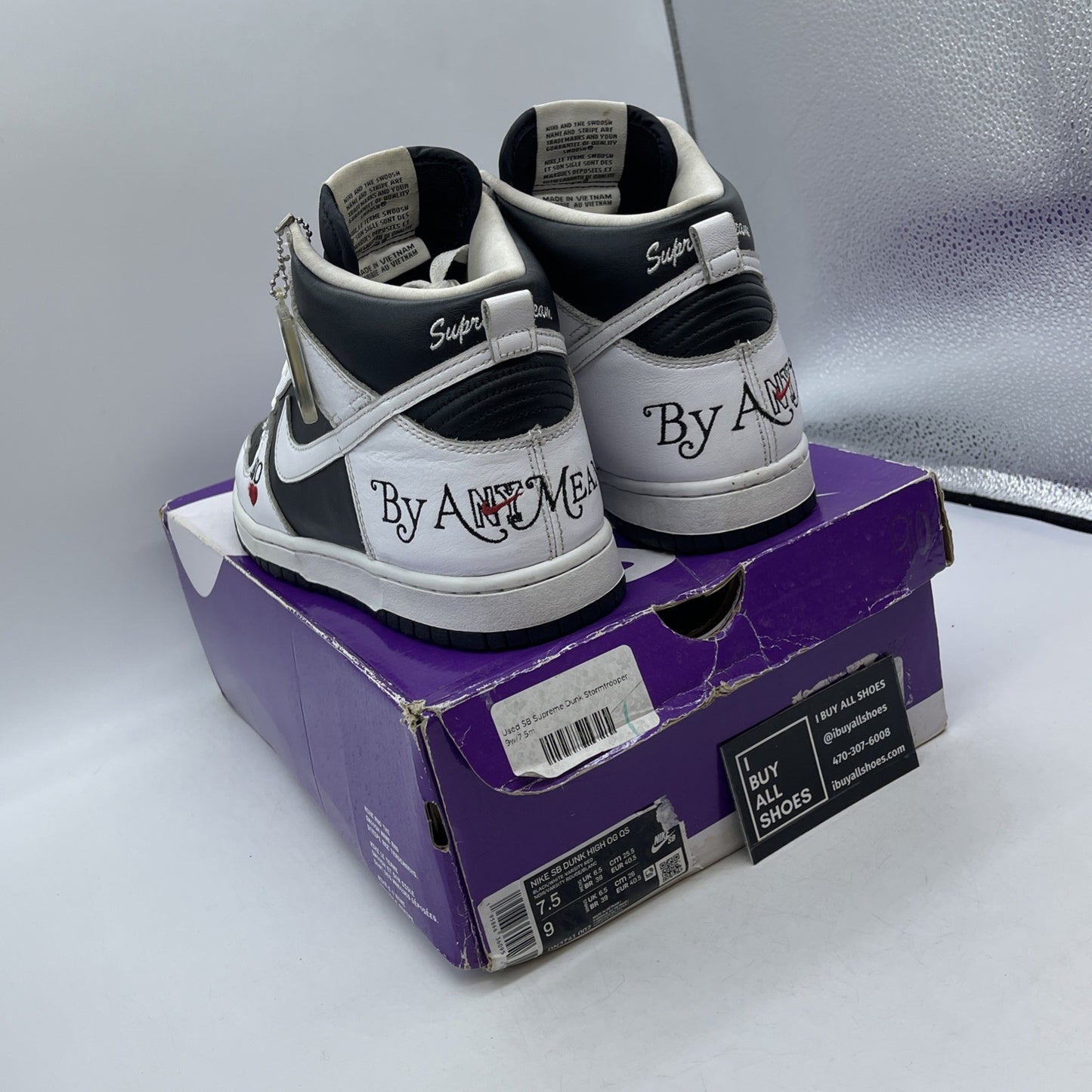 Size 7.5 - Nike Supreme x Dunk SB High By Any Means - Stormtrooper (DN3741-002)