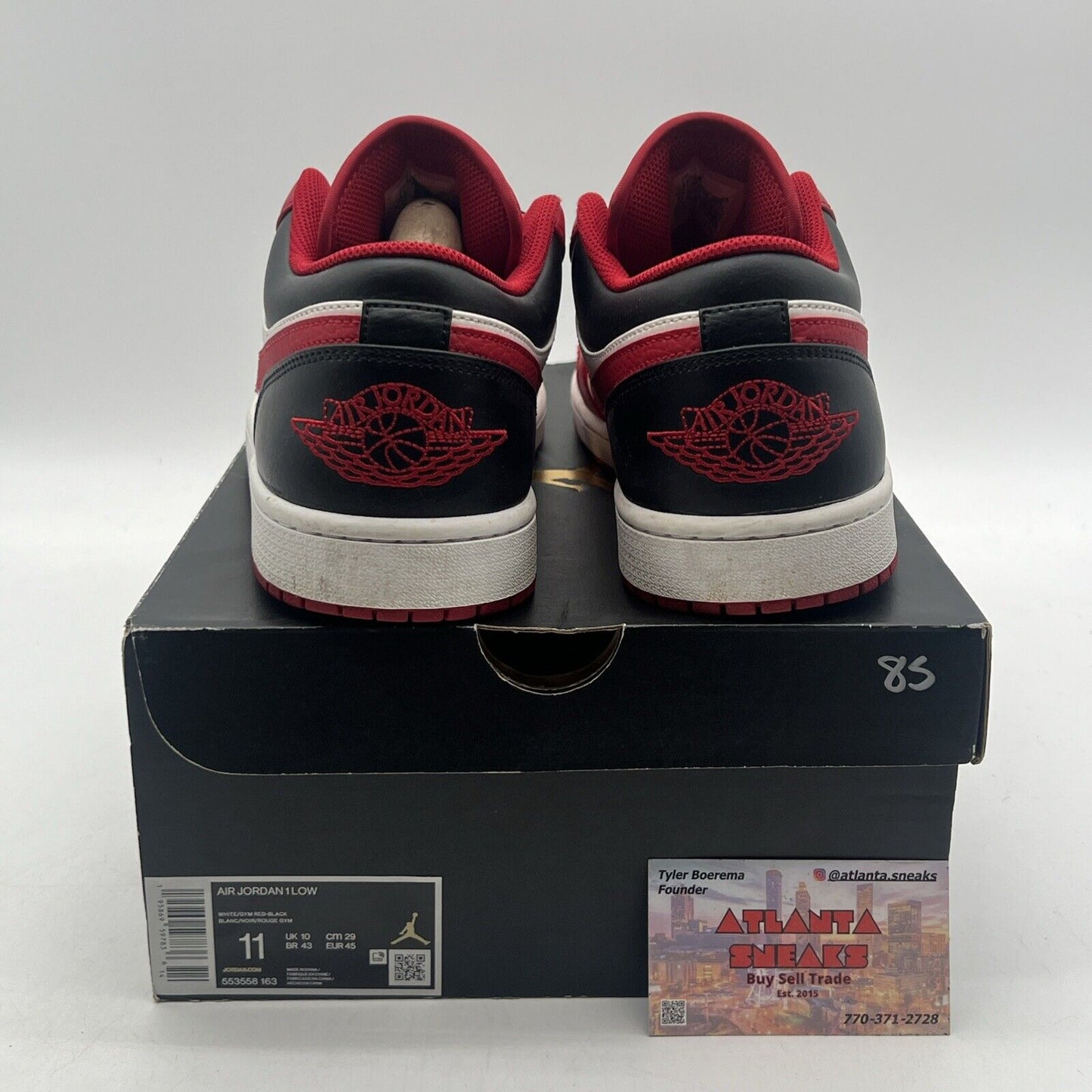Size 11 - Jordan 1 Low Reverse Black Toe Red White Leather (553558-163)