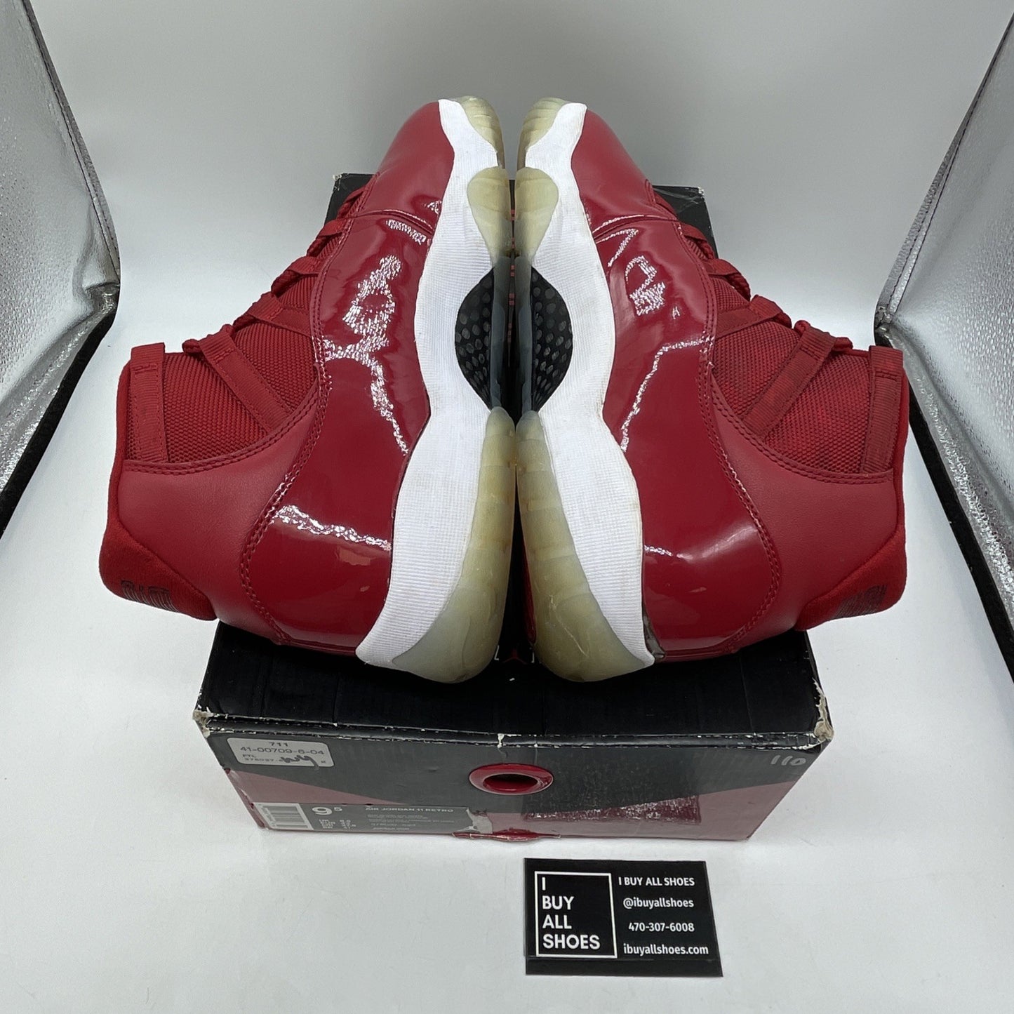 Size 9.5 - Jordan 11 Retro High Win Like '96 Red Black Leather (378037-623)