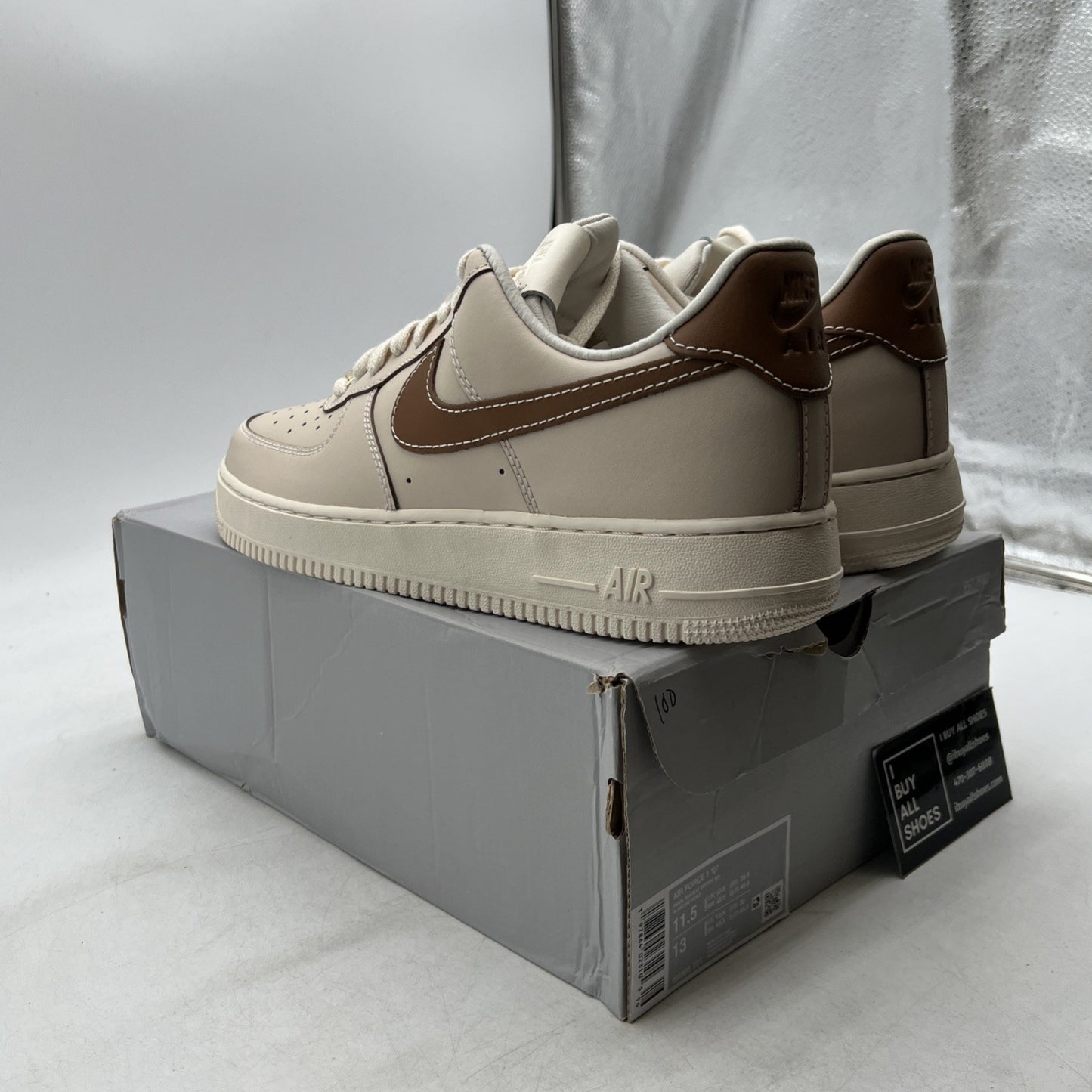 Size 11.5 - Nike Air Force 1 '07 Low Pearl White British Tan (IB8865-221)