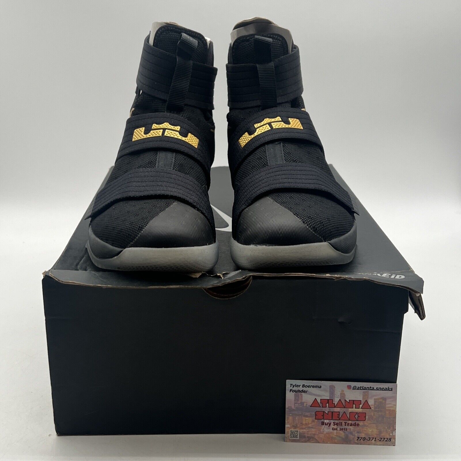 Size 9.5 - Nike Id LeBron Zoom Soldier 10 Black 2016