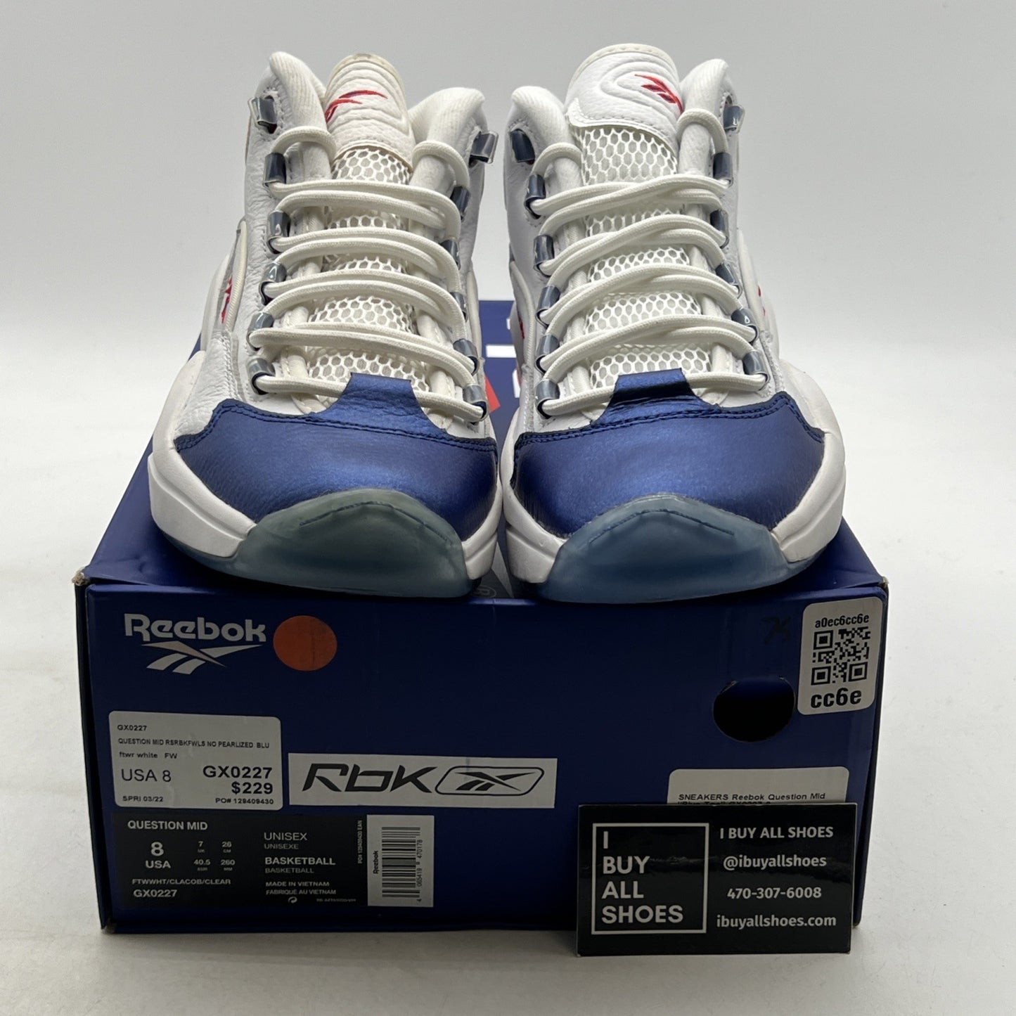 Size 8 - Reebok Question 2022 Mid Blue Toe (GX0227)