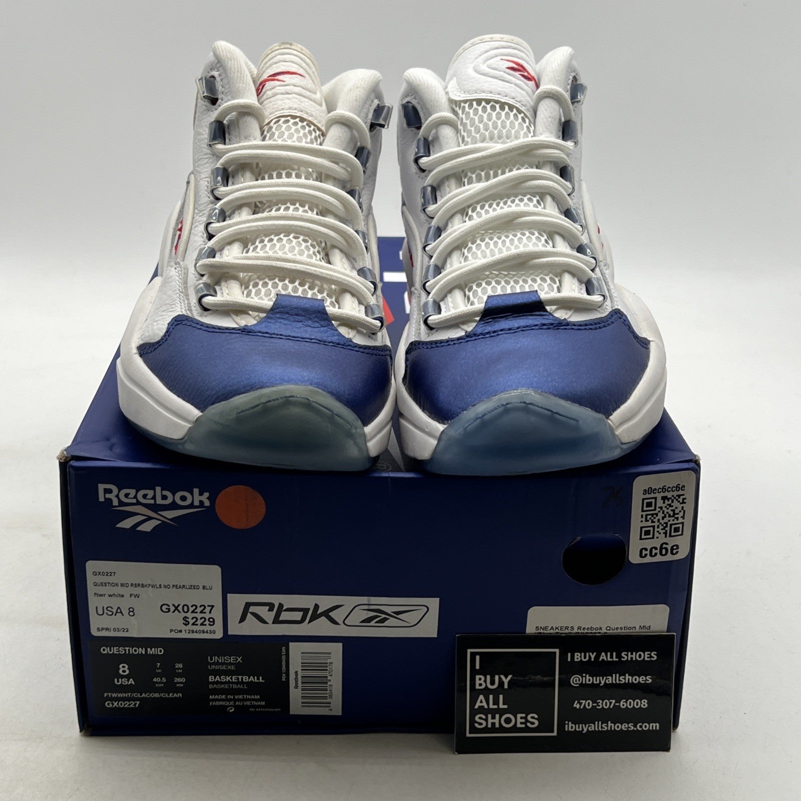 Size 8 - Reebok Question 2022 Mid Blue Toe (GX0227)