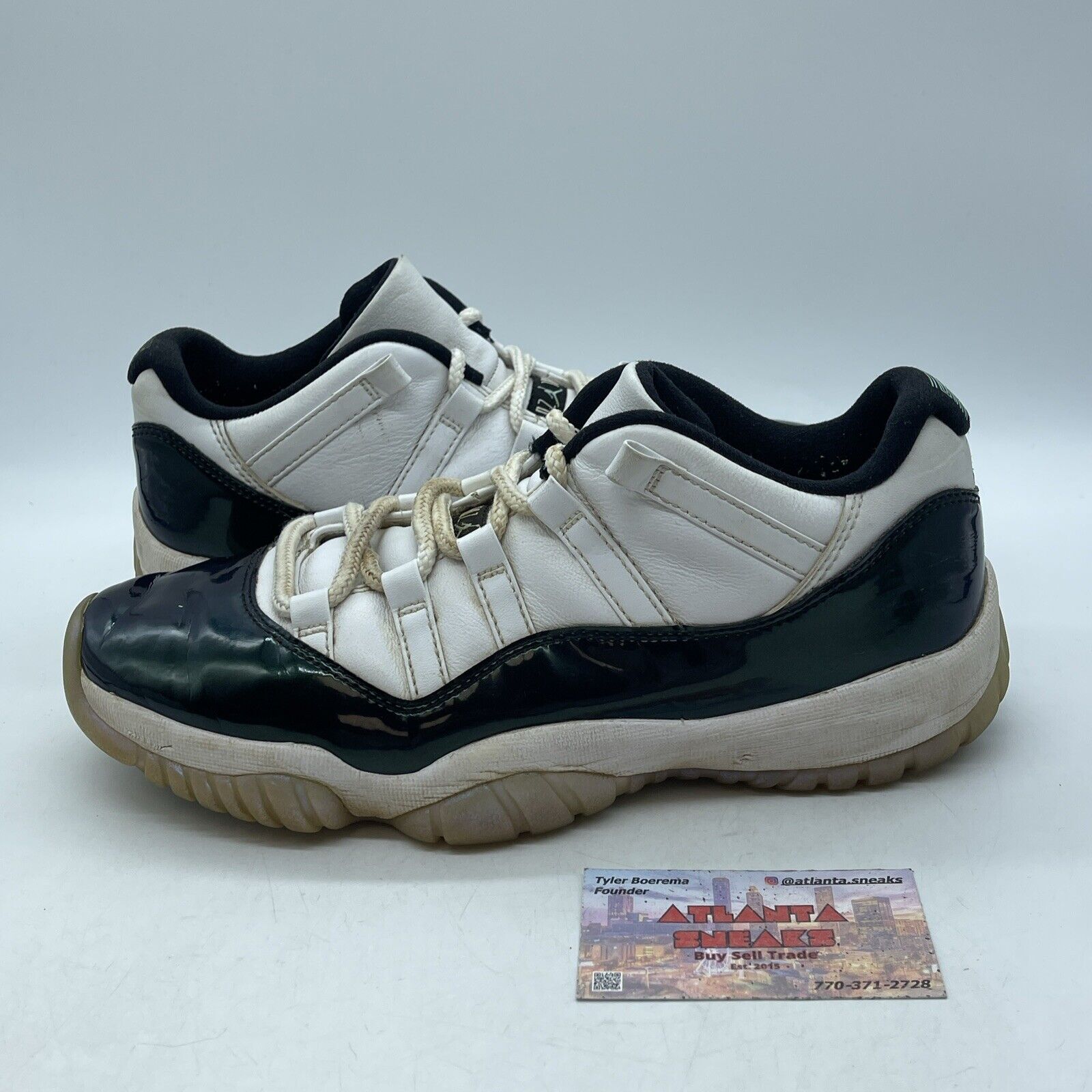 Size 8.5 - Air Jordan 11 Retro Low Emerald White Green Leather (528895-145)