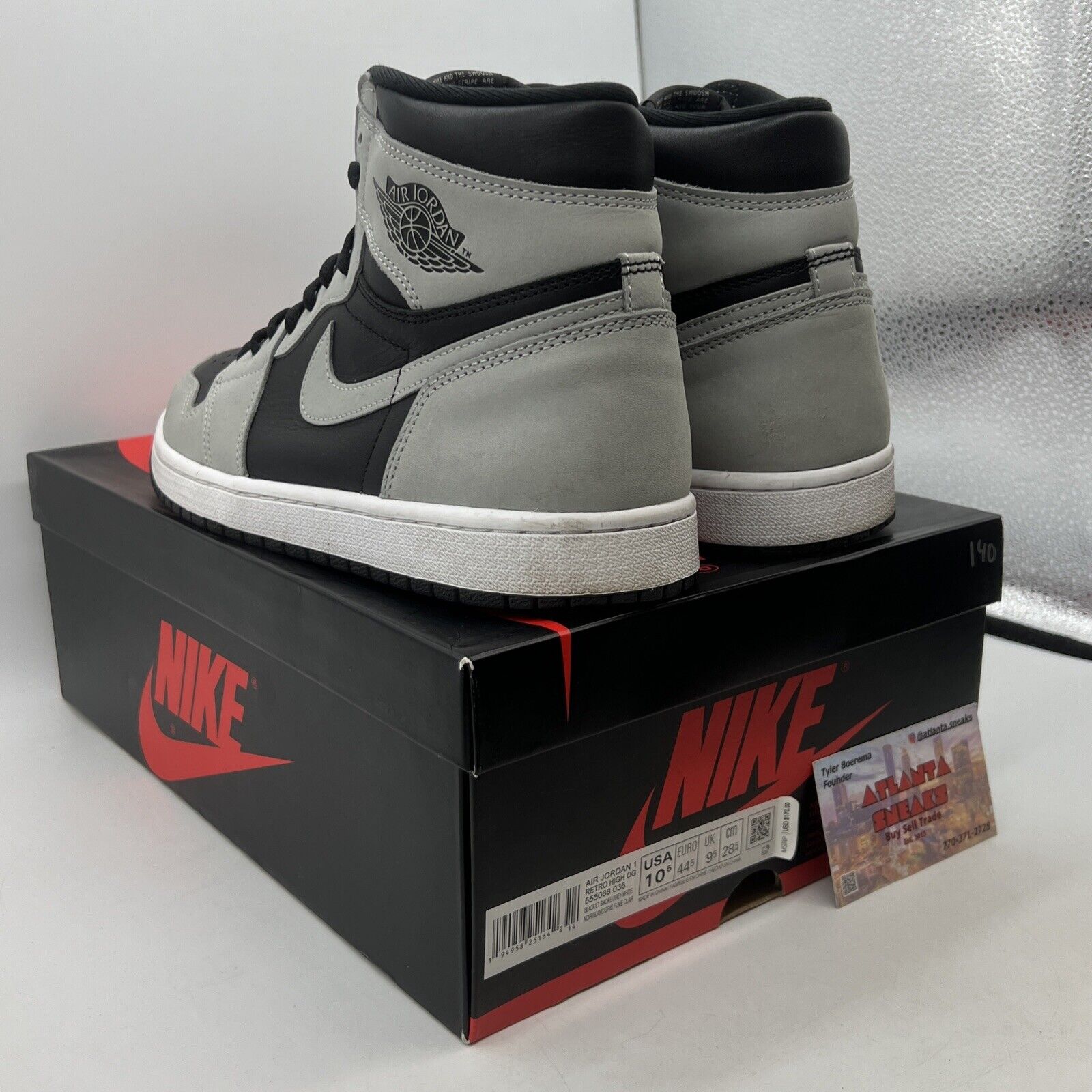 Size 10.5 - Jordan 1 Retro OG High Shadow 2.0 Grey White Leather (555088-035)