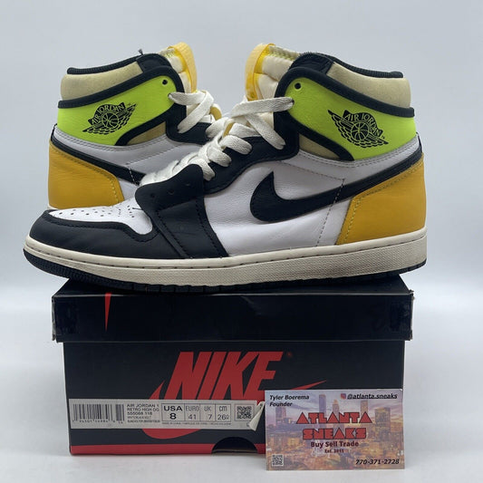 Size 8 - Jordan 1 Retro High OG Volt Yellow White Black Leather (555088-118)