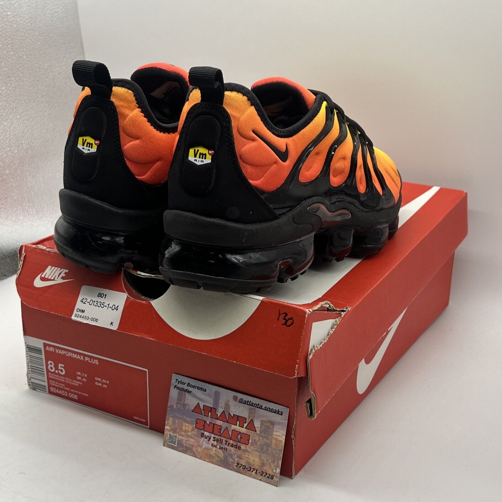 Size 8.5 - Nike Air VaporMax Plus Sunset Orange Yellow Black (924453-006)