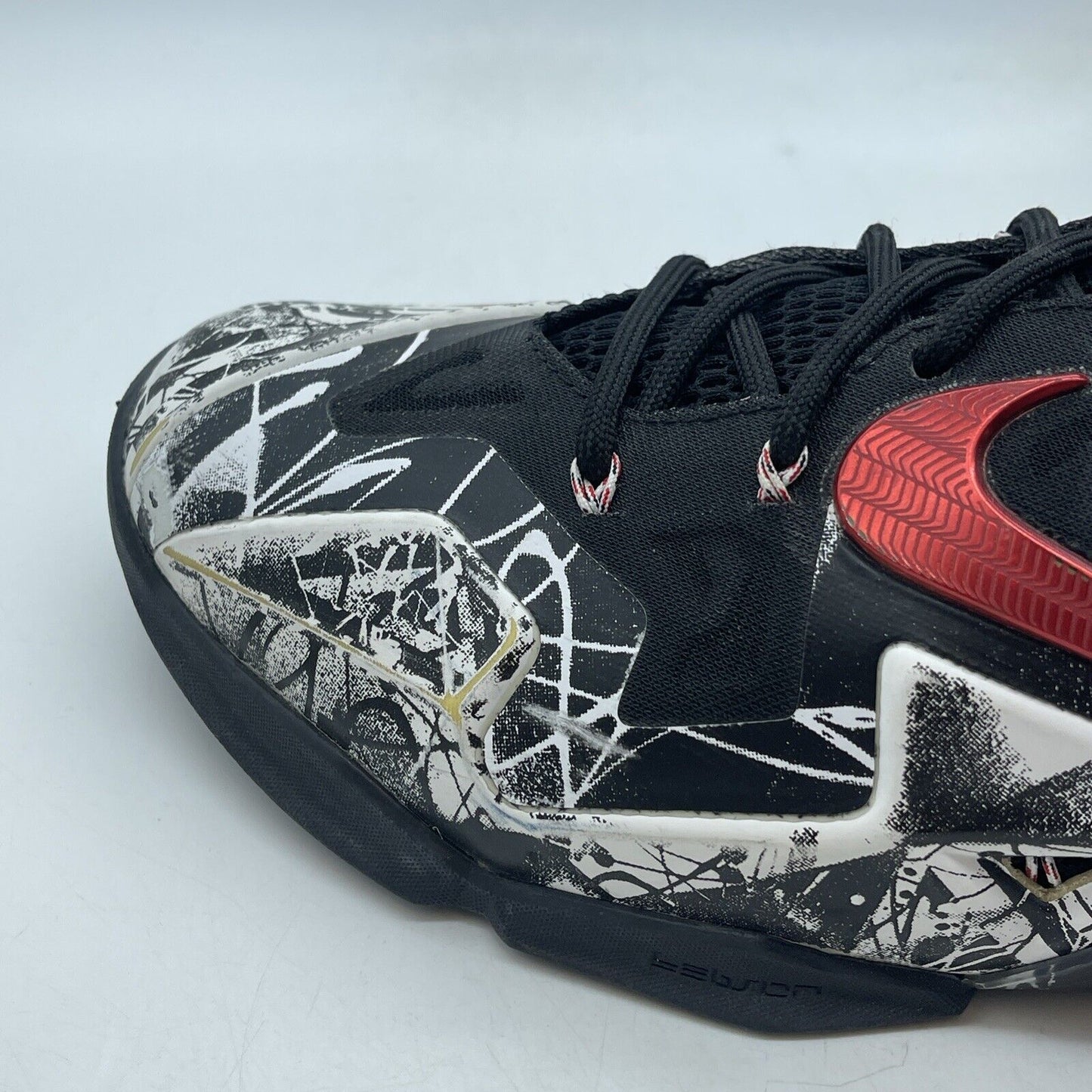 Size 10.5 - Nike LeBron 11 Graffiti Black White Red Leather (616175-100)