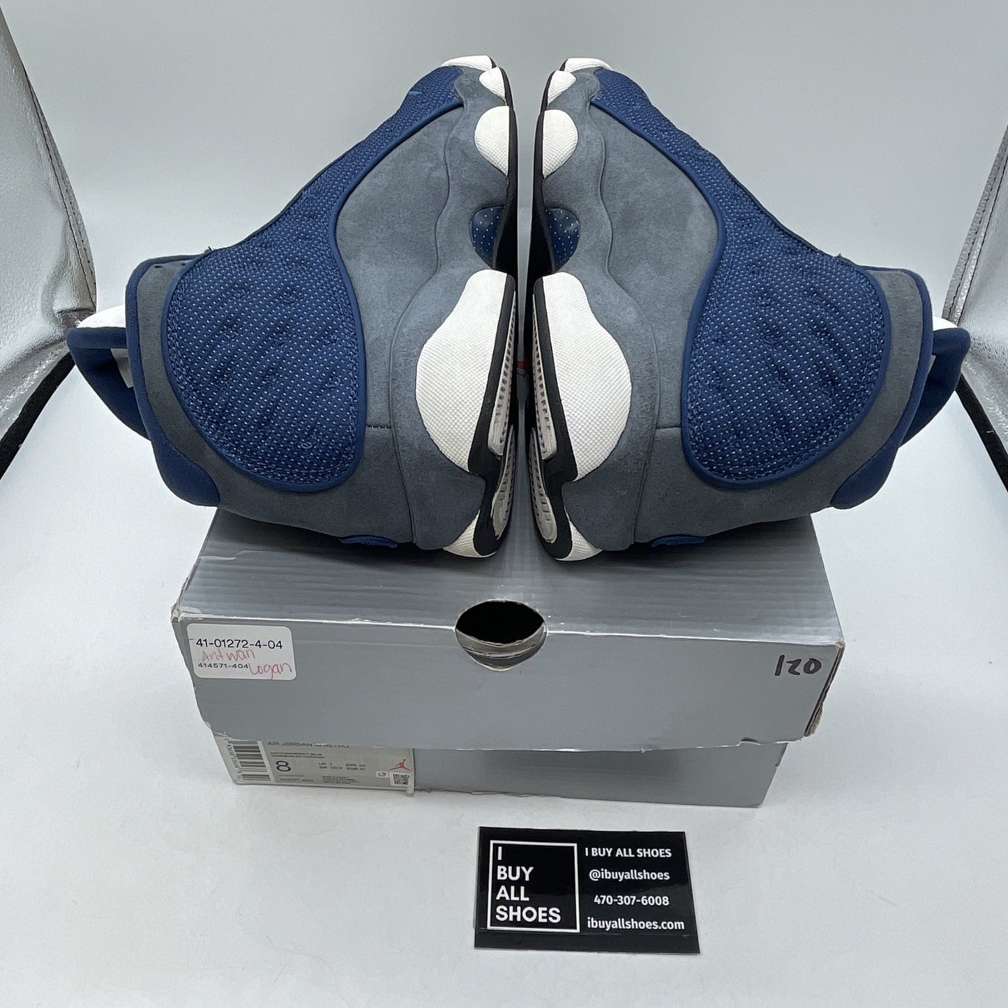 Size 8 - Jordan 13 Retro Mid Flint Blue Grey White Suede Leather (414571-404)