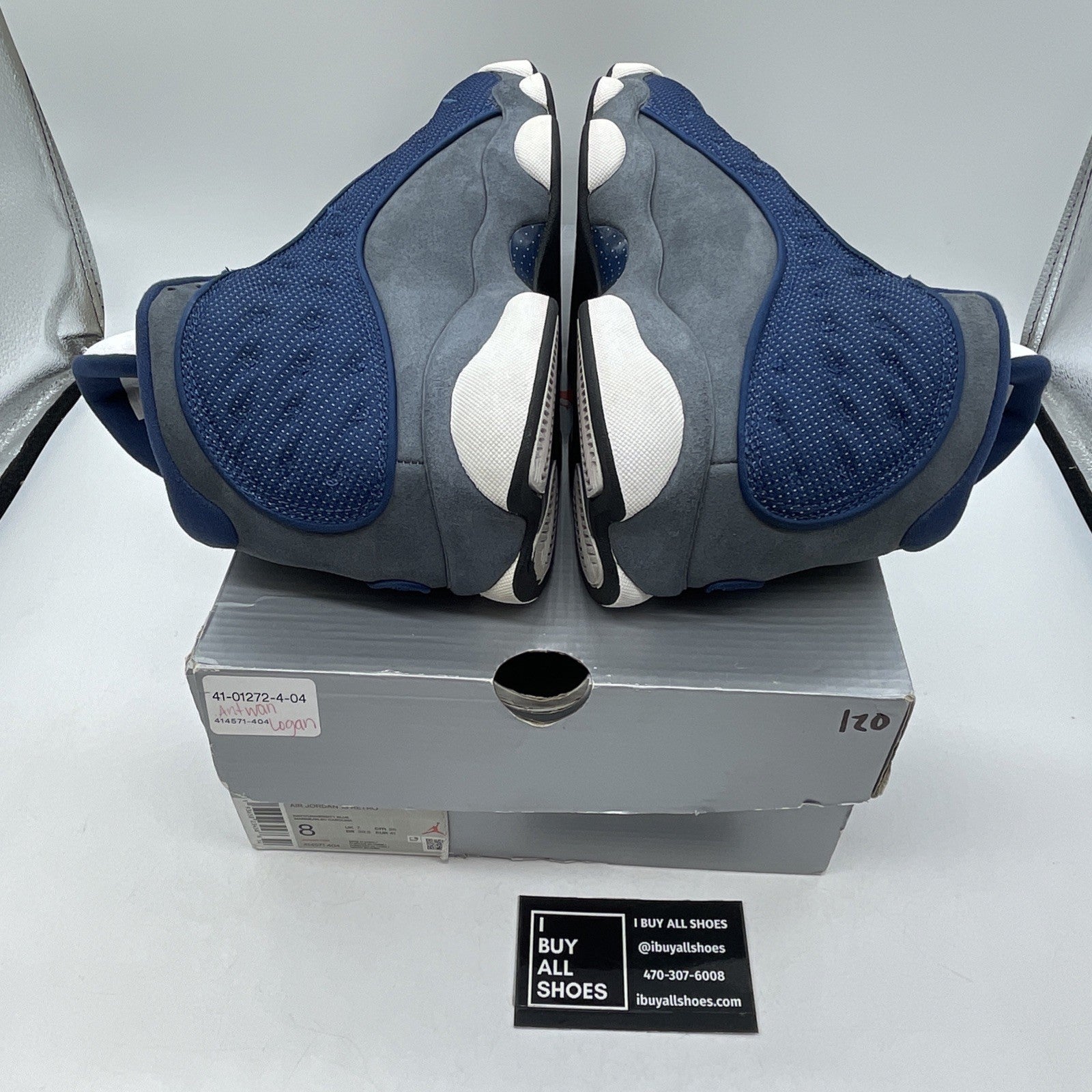 Size 8 - Jordan 13 Retro Mid Flint Blue Grey White Suede Leather (414571-404)