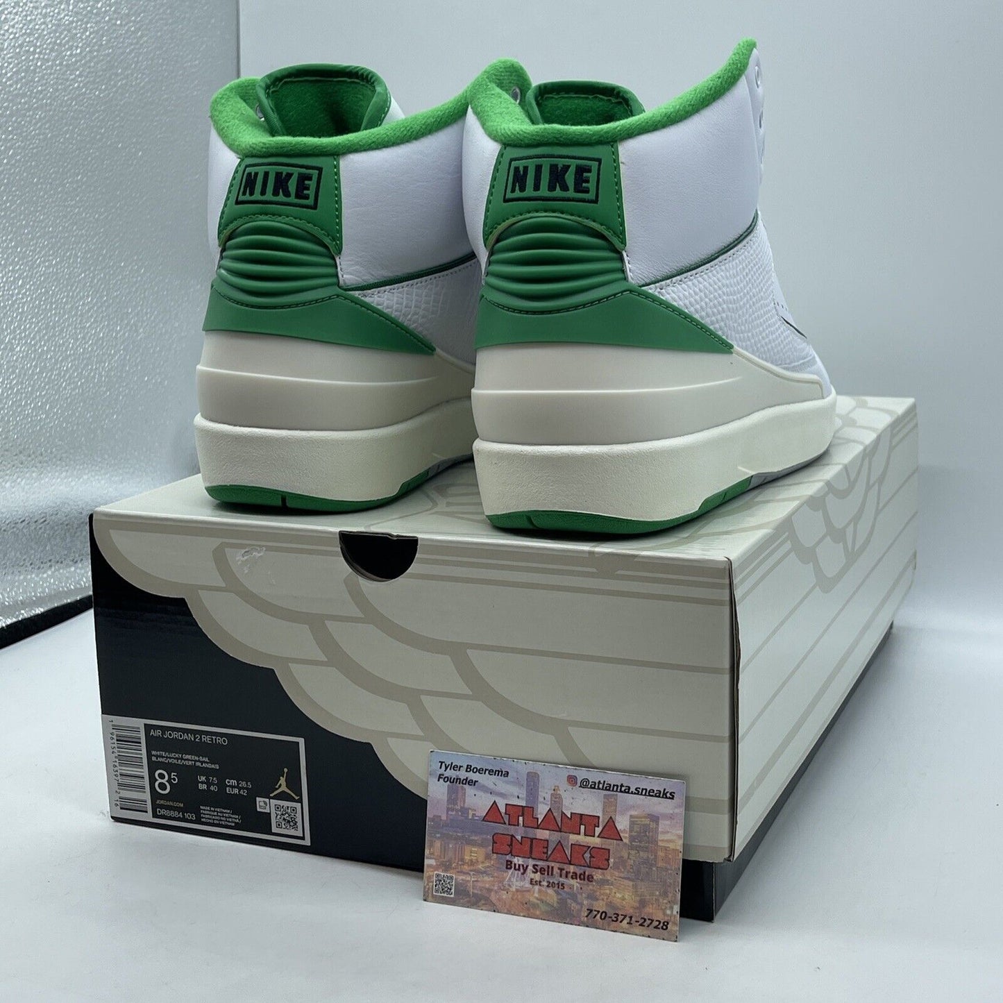 Size 8.5 - Jordan 2 Retro Lucky Green White Leather (DR8884-103)