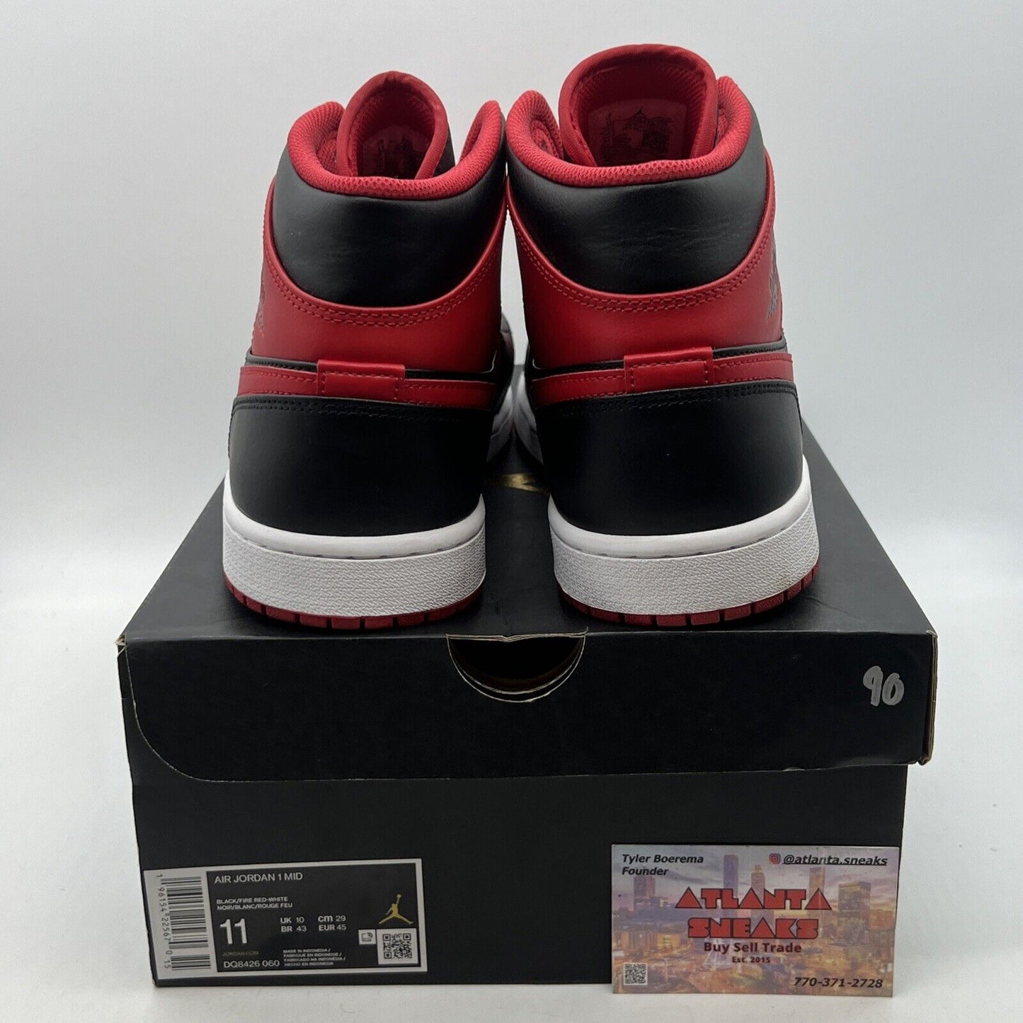 Size 11 - Jordan 1 Mid Alternate Bred Black Red White Leather (DQ8426-060)