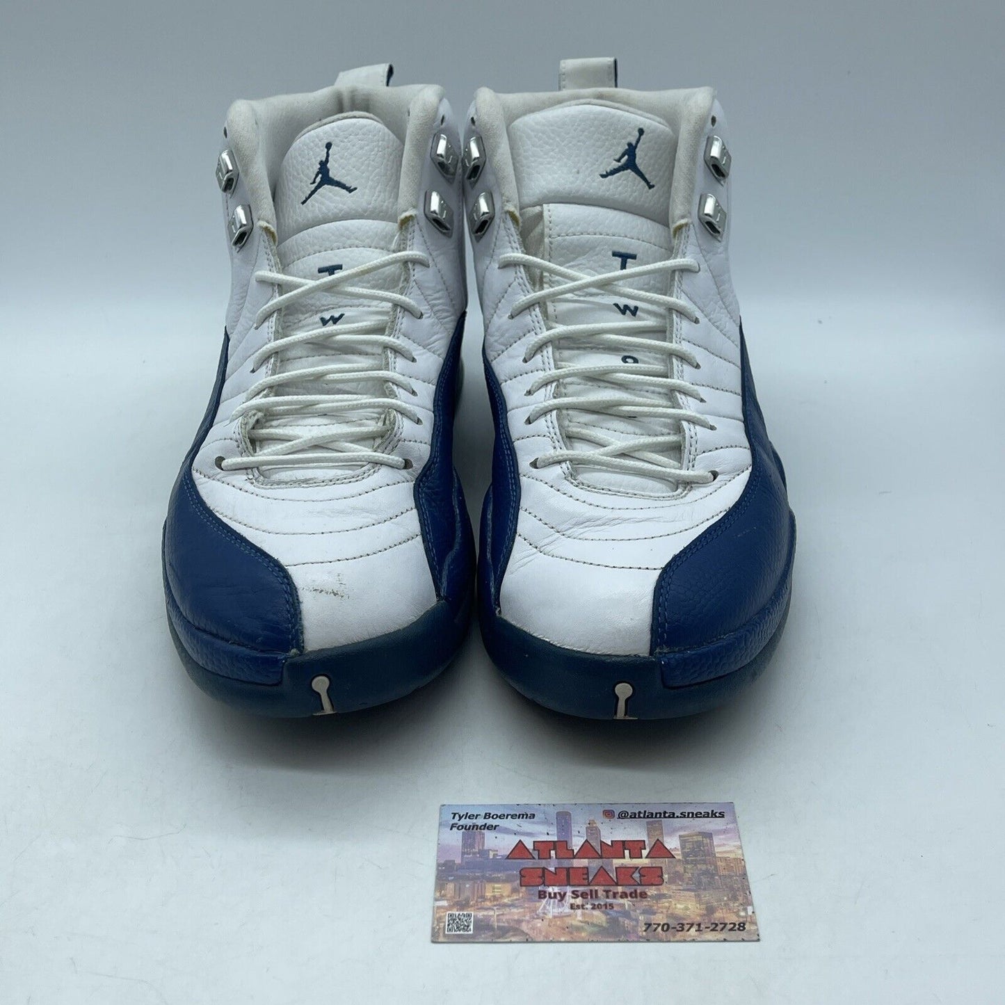 Size 11 - Jordan 12 Retro French Blue White Silver Red Leather (130690-113)