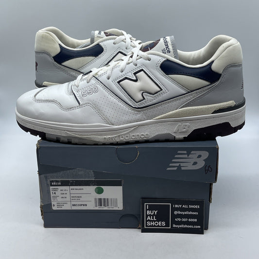 Size 14 - New Balance 550 White Indigo Burgundy Blue Grey Leather (BB550PWB)