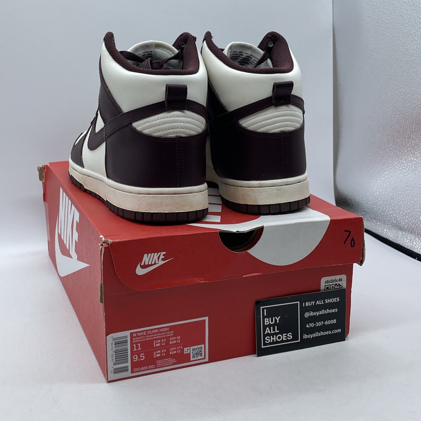 Size 11W - Nike Dunk High Burgundy Crush Burgundy White Leather (DD1869-601)
