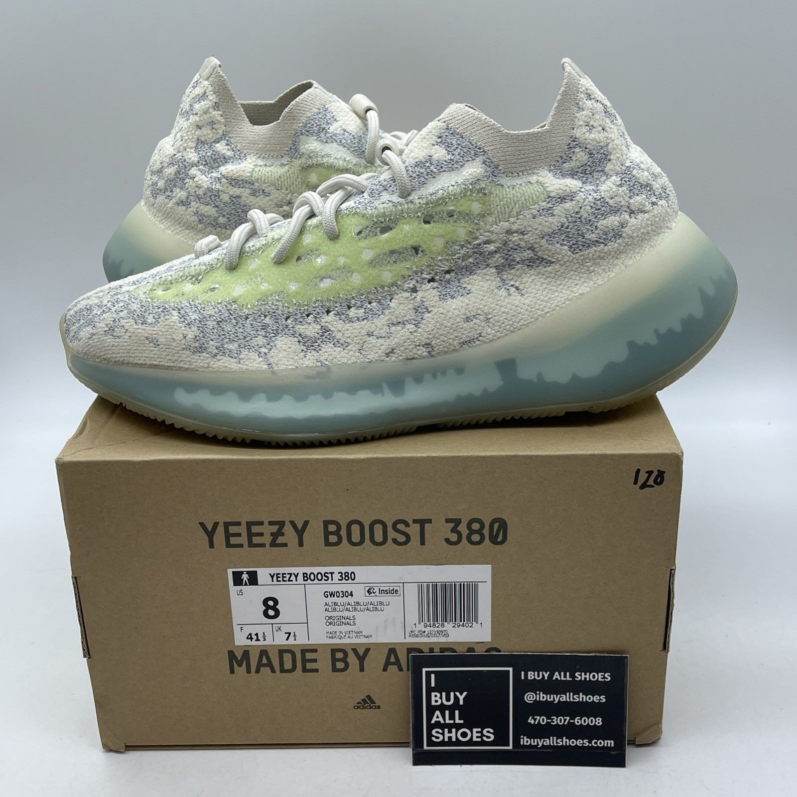 Size 8 - adidas Yeezy Boost 380 Alien Blue White Suede (GW0304)