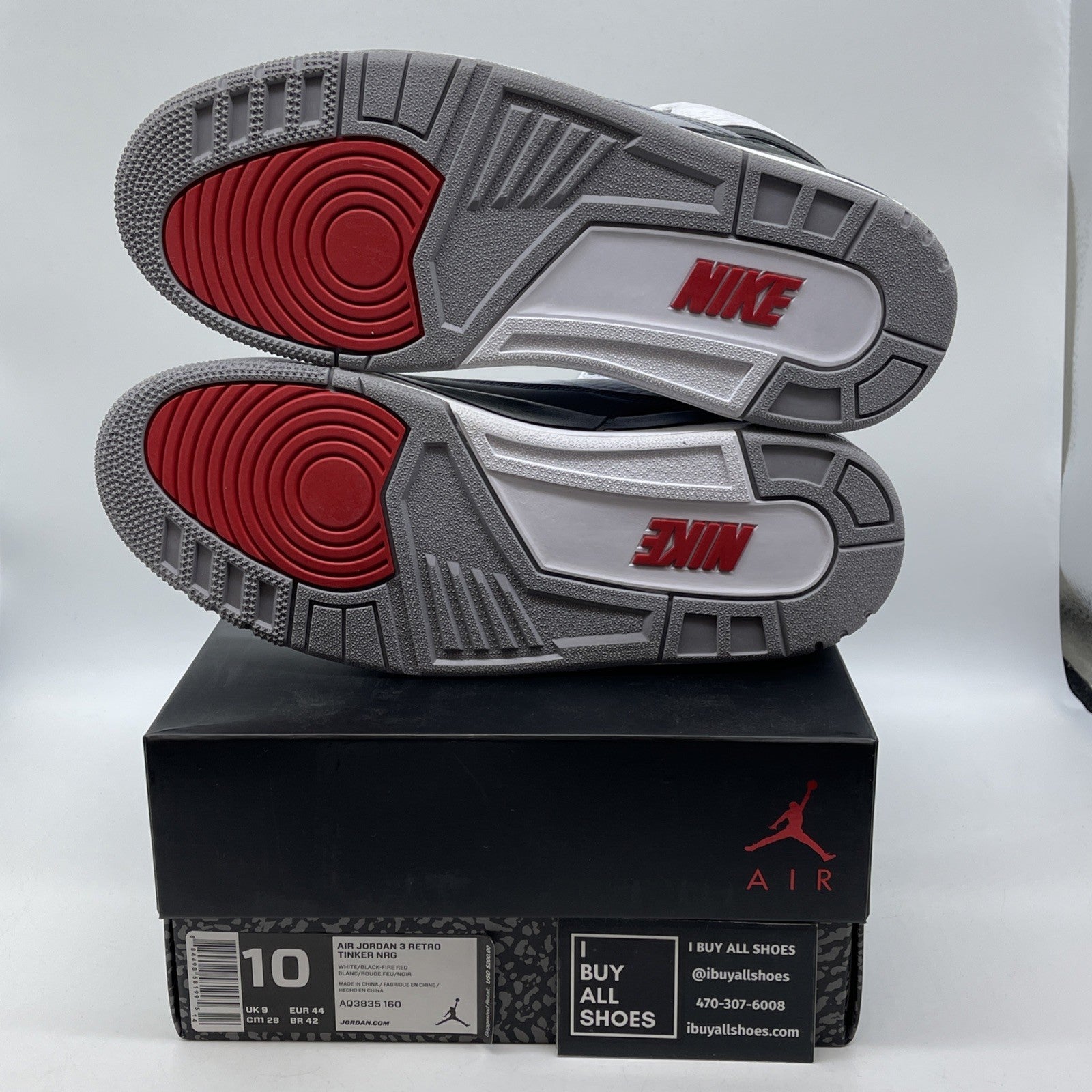 Size 10 - Jordan 3 Retro NRG Tinker 2018 White Black Suede (AQ3835-160)