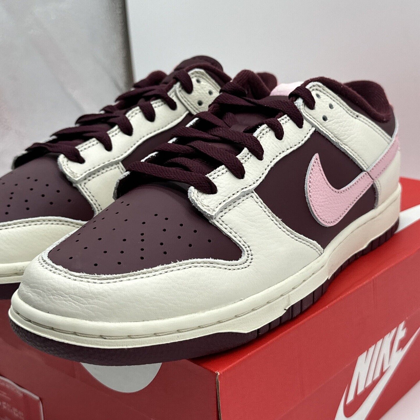Size 10.5 - Nike Dunk Low Premium Valentine's Day Pink Red Cream Premium Leather