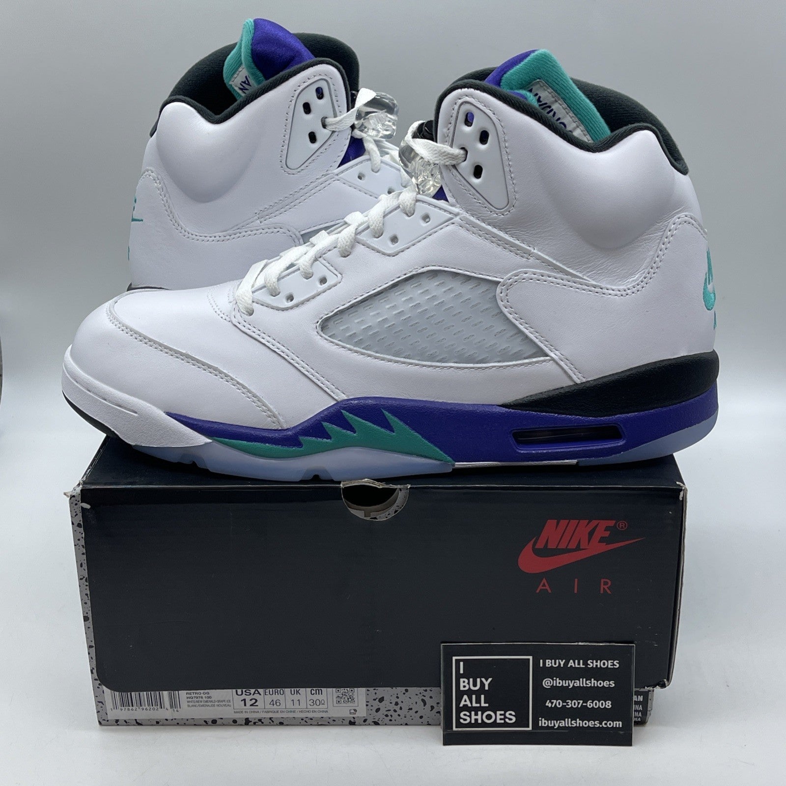 Size 12 - Air Jordan 5 Retro Grape 2013 White Leather (HQ7978-100)