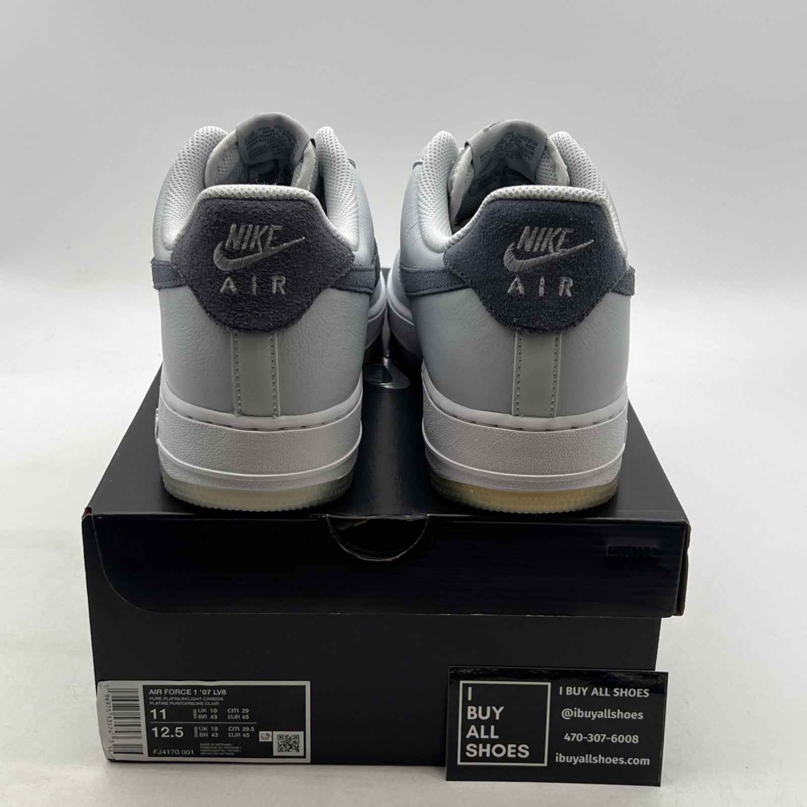 Size 11 - NIKE AIR FORCE 1 07 LV8 Pure Platinum/Light Carbon/Grey (FJ4170-001)