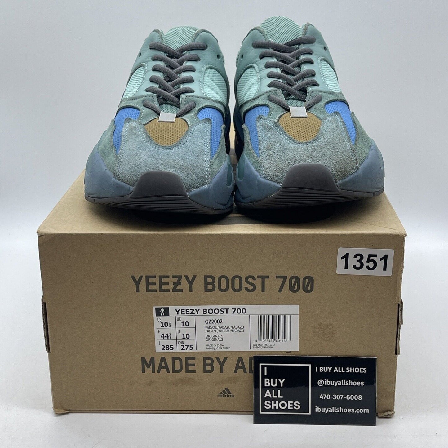 Size 10.5 - adidas Yeezy Boost 700 Faded Azure Blue Orange Suede Leather -GZ2002