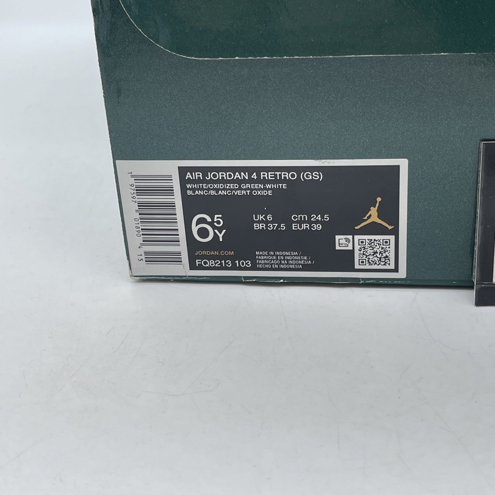 Size 6.5Y - Air Jordan 4 Retro Oxidized Green White Leather (FQ8213-103)